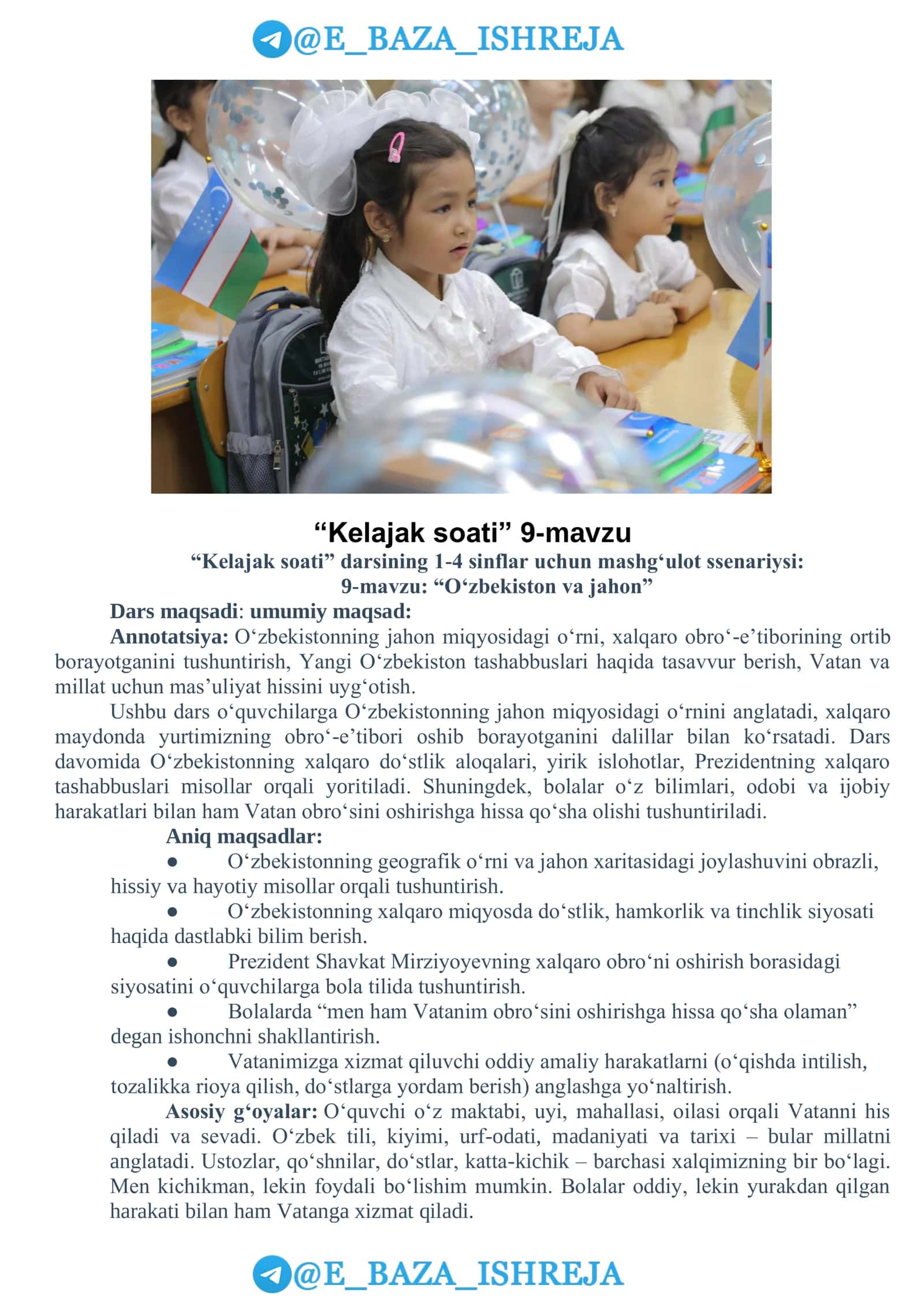 "Kelajak soati" 9-mavzu 1