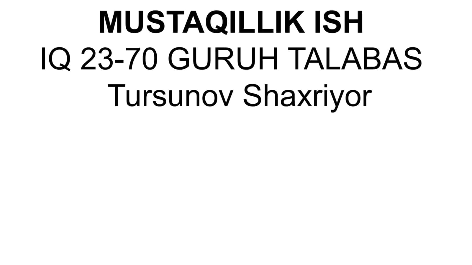 MUSTAQILLIK ISH 1