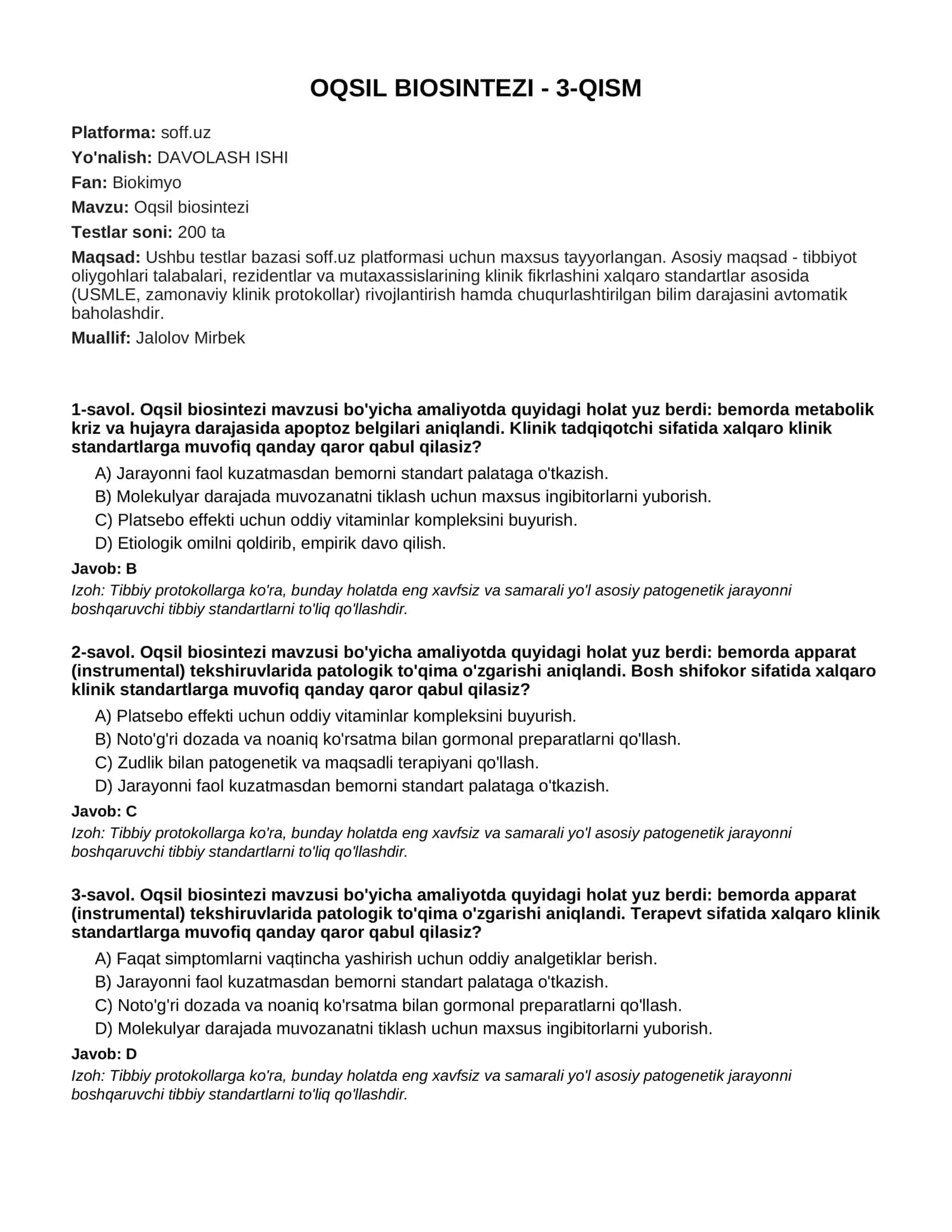Oqsil biosintezi - 3-QISM 1