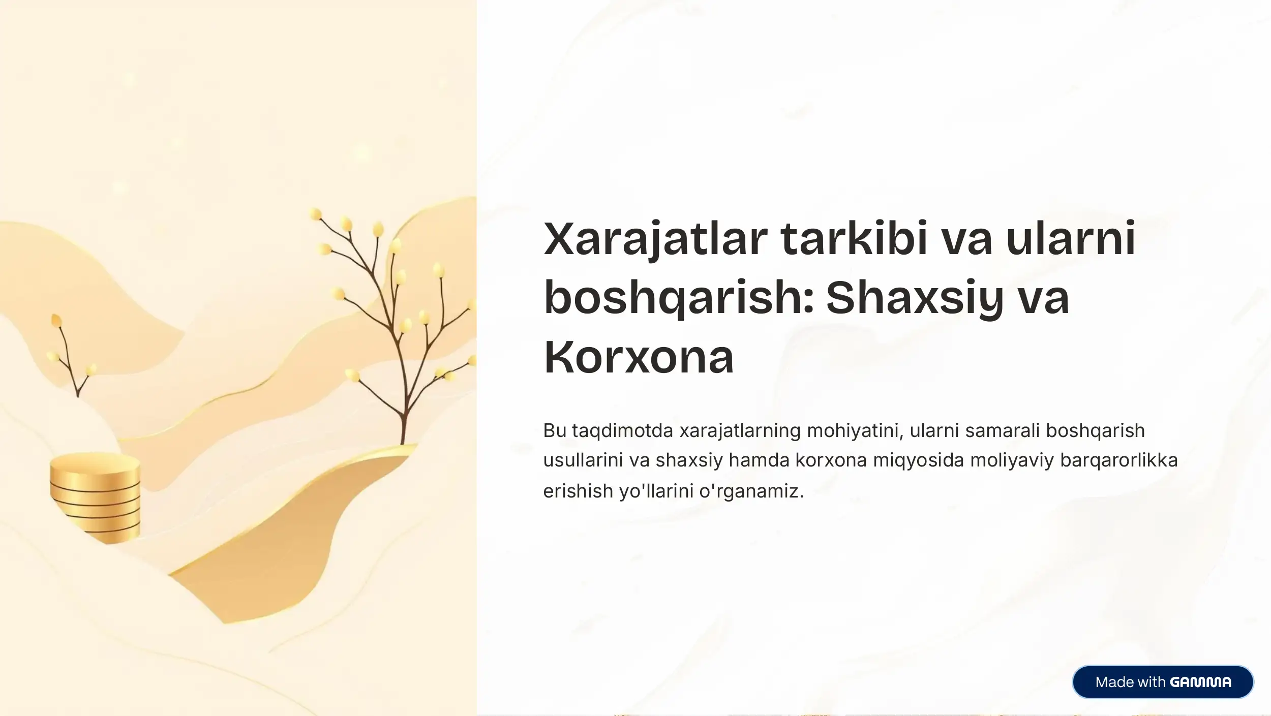 Xarajatlar tarkibi va ularni boshqarish 1