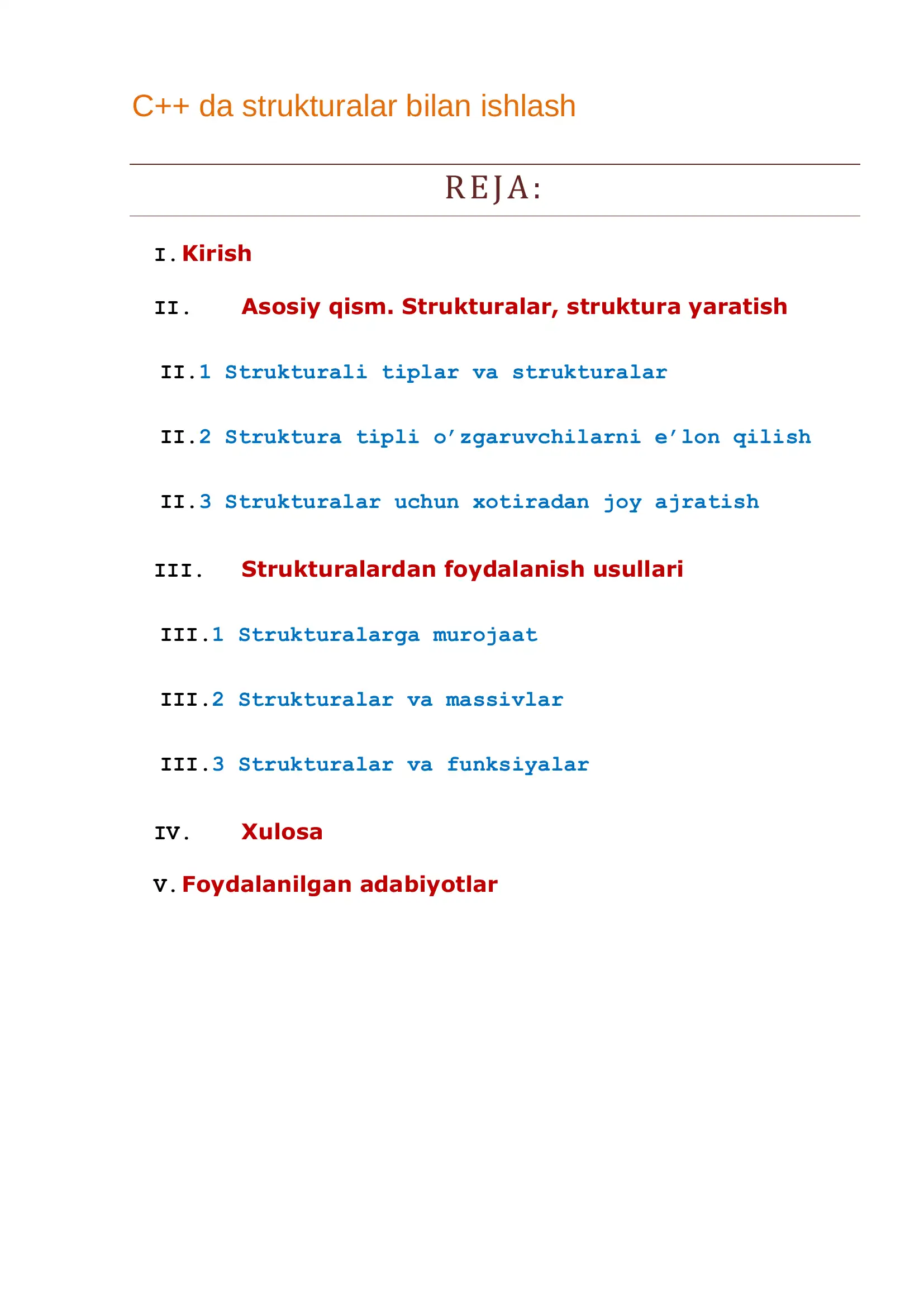 C++ da strukturalar bilan ishlash 2