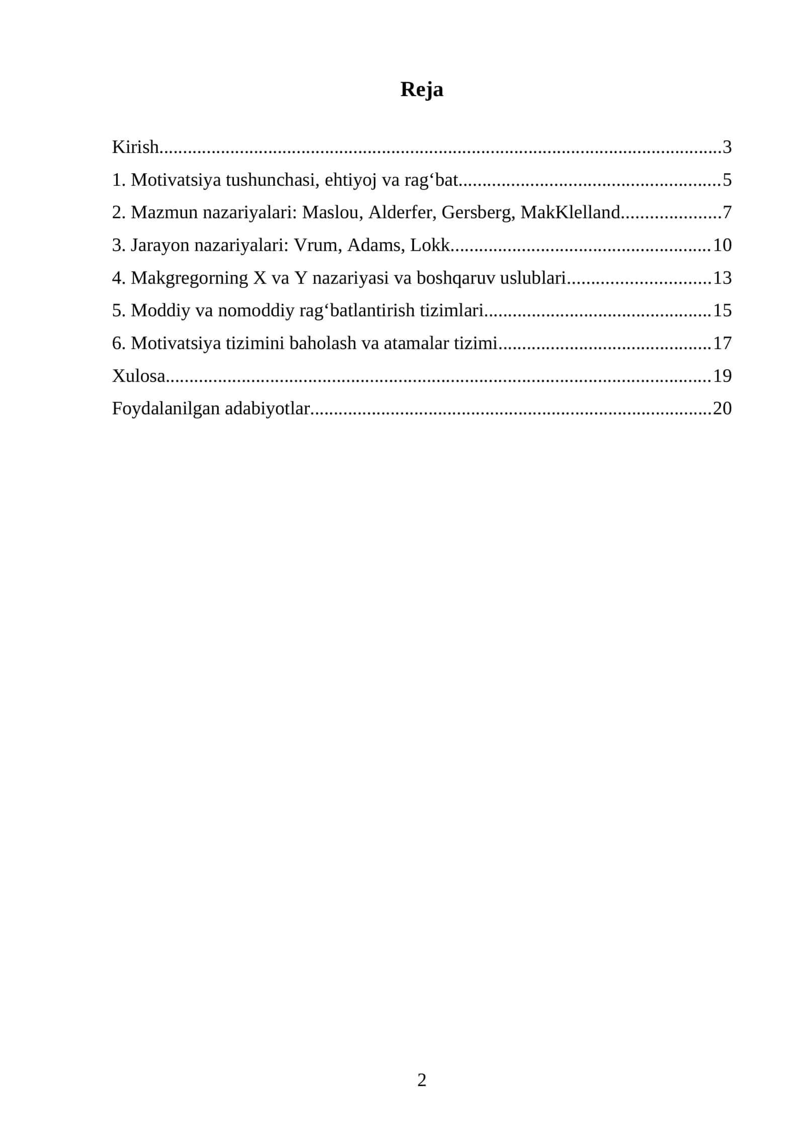 Menejmentda motivatsiya nazariyalari va ularning amaliy qoʻllanilishi 2