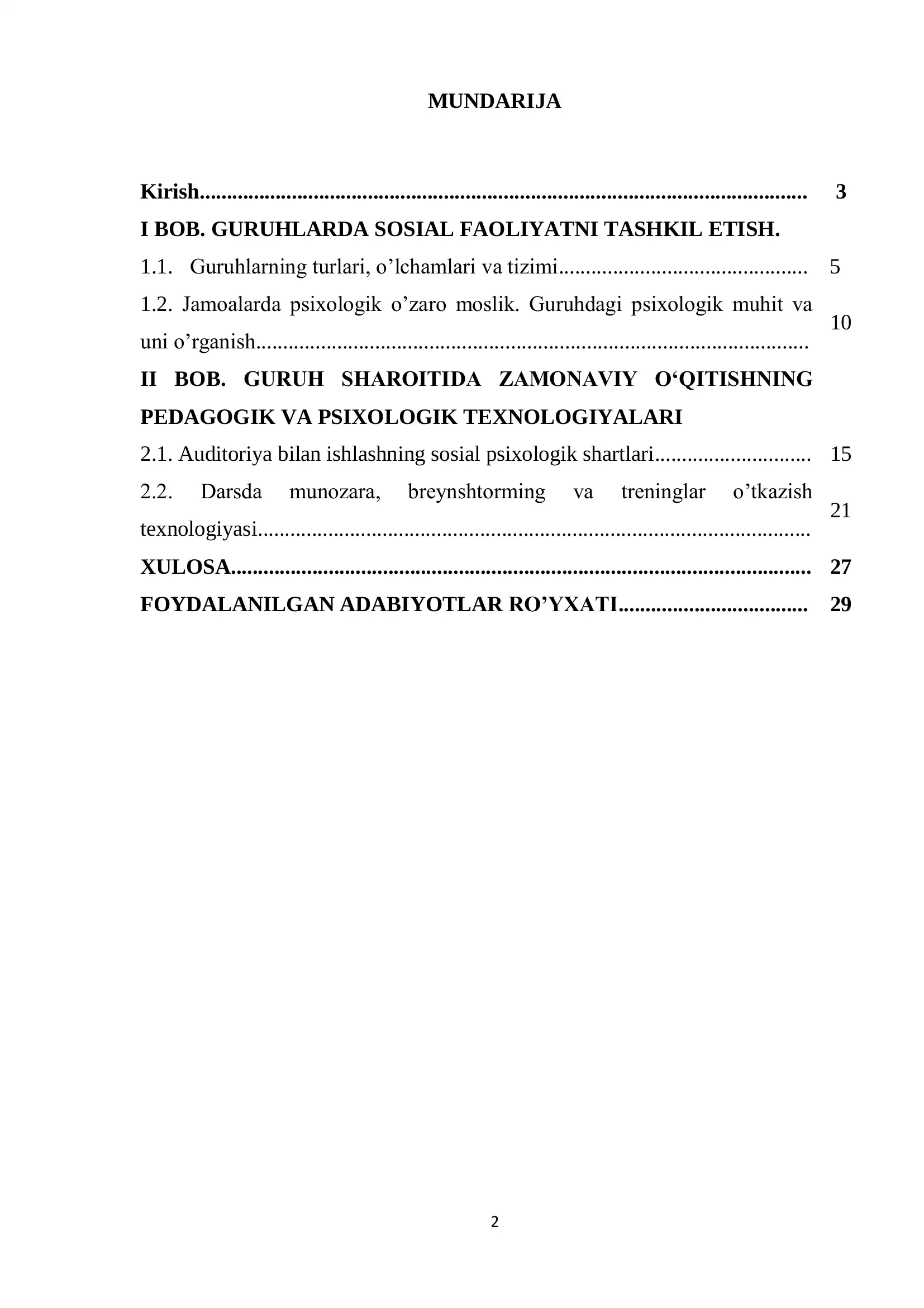 "GURUH SHAROITIDA ZAMONAVIY O‘QITISHNING PEDAGOGIK VA PSIXOLOGIK TEXNOLOGIYALARI" 2