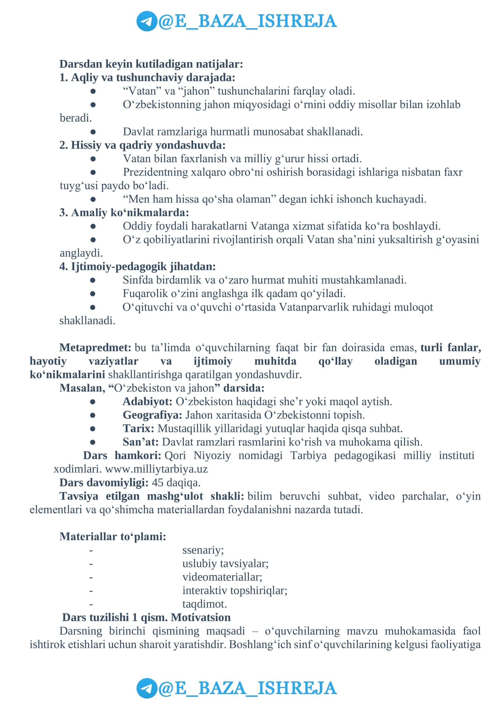 "Kelajak soati" 9-mavzu 2