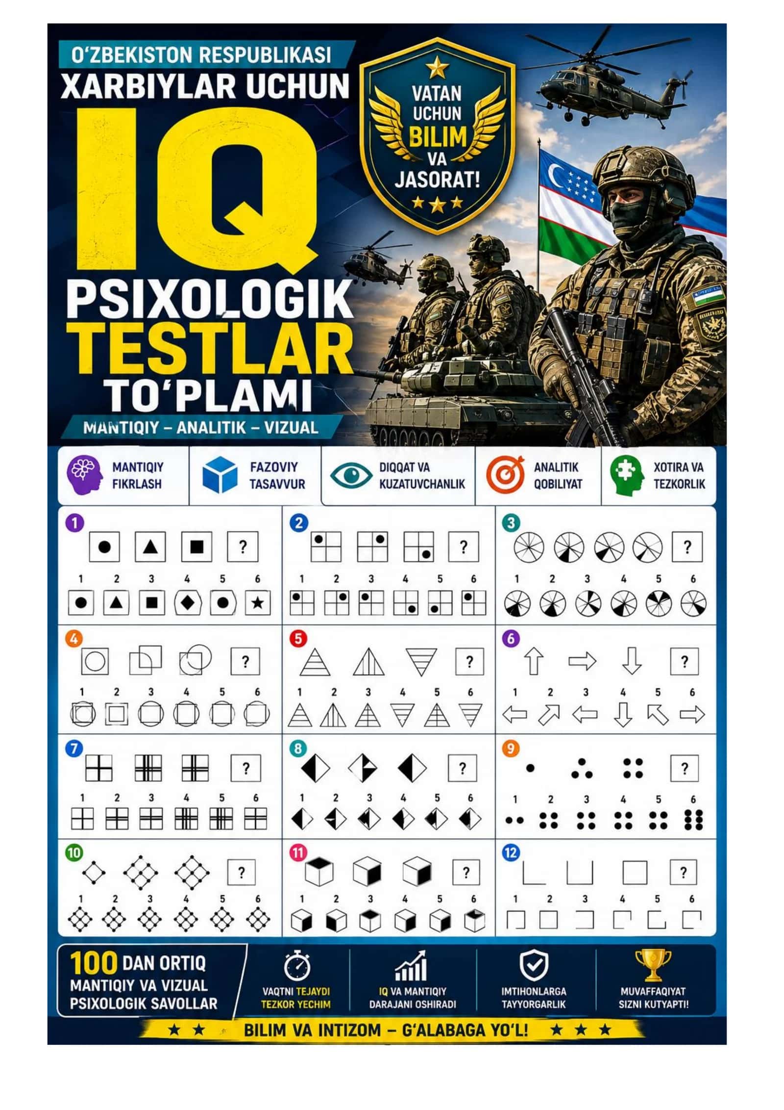 Bojxona qo'mitasiga ishga kirish uchun IQ test savol javoblar qo'llanmasi 2