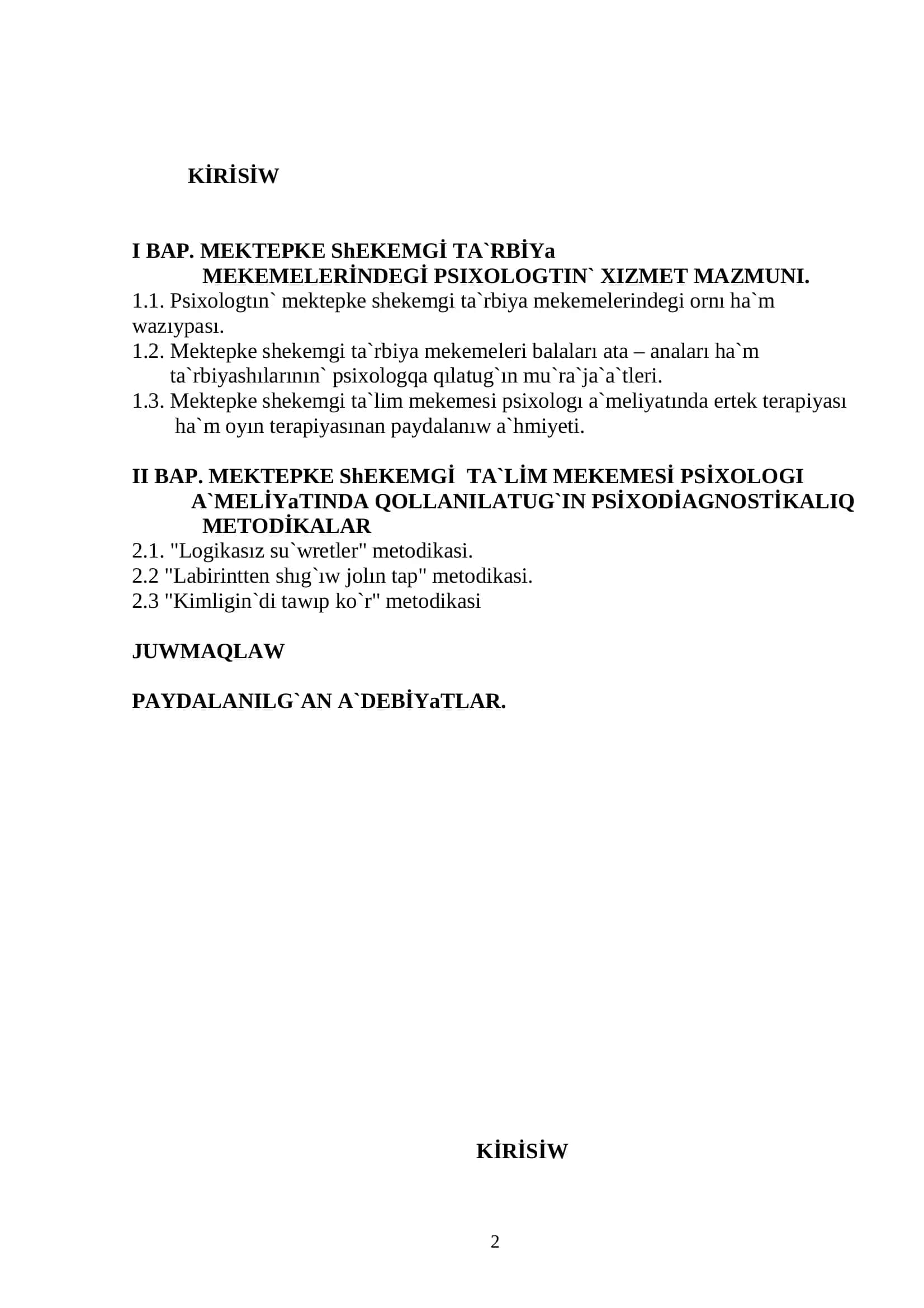 Mektepke Shekemgi Ta'lim Mekemelerinde Psixologtin Xizmeti 2