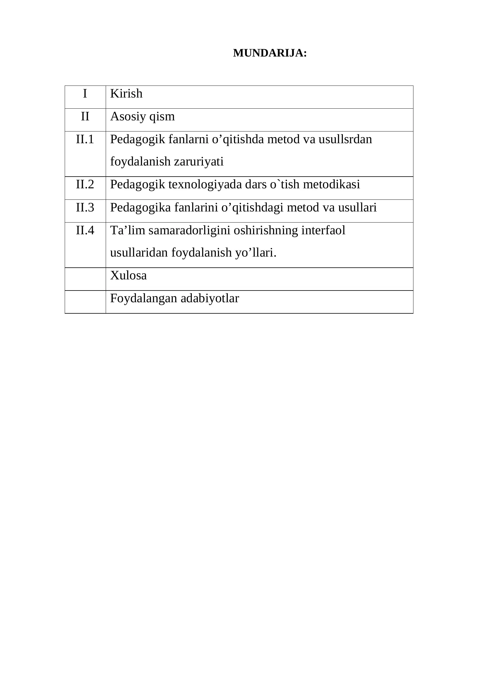 Pedagogika fanlarini o’qitish metodikasi 2