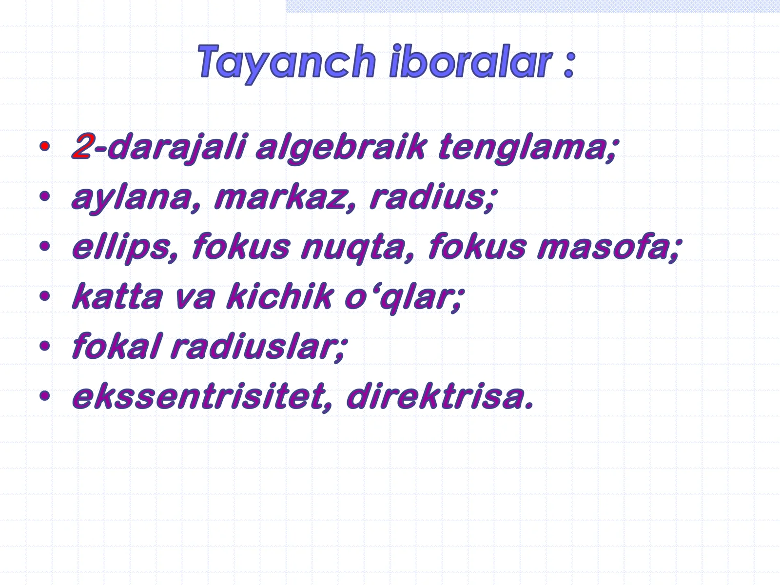 2-darajali algebraik tenglama 2