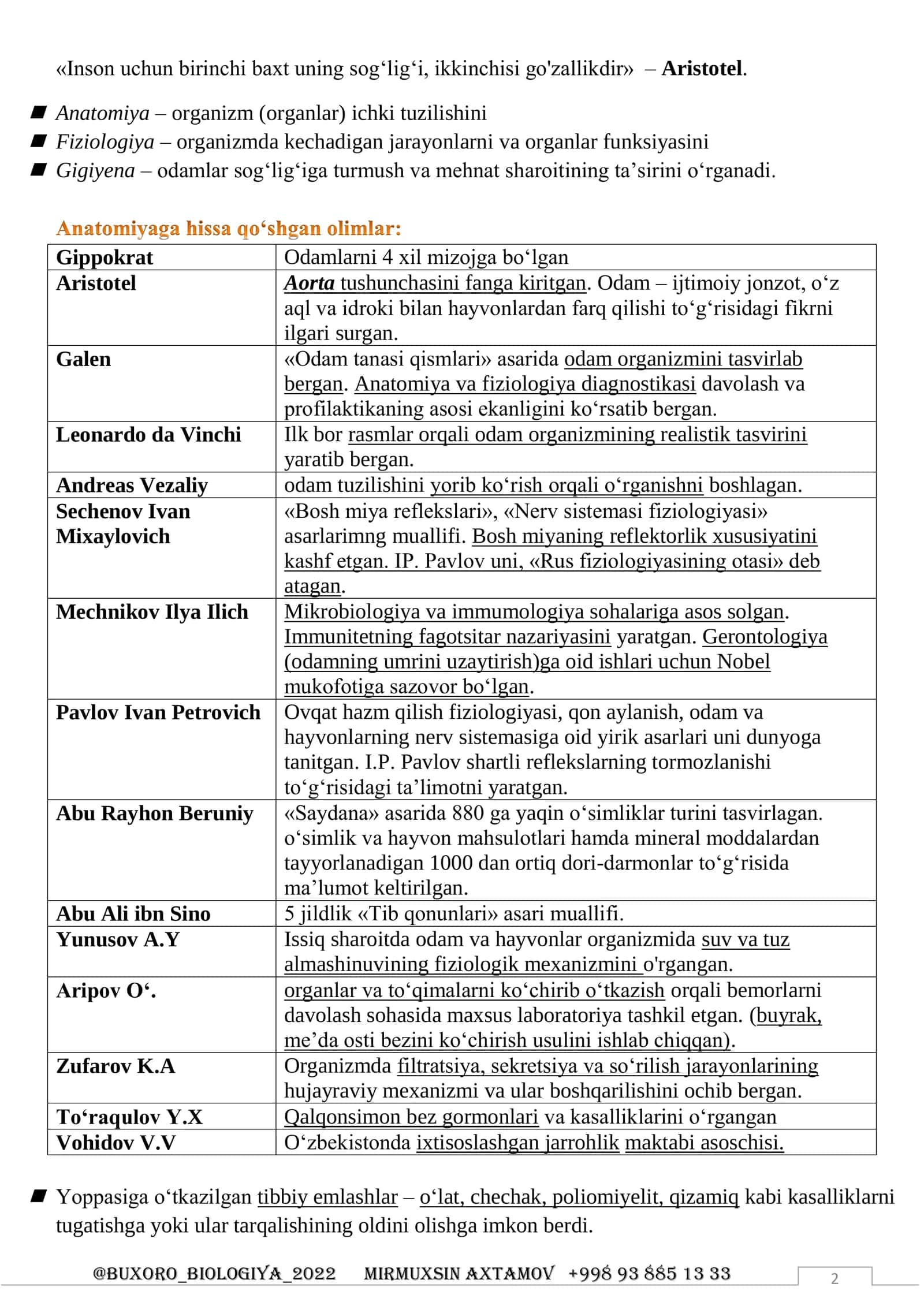 Anatomiya – organizm (organlar) ichki tuzilishini 2