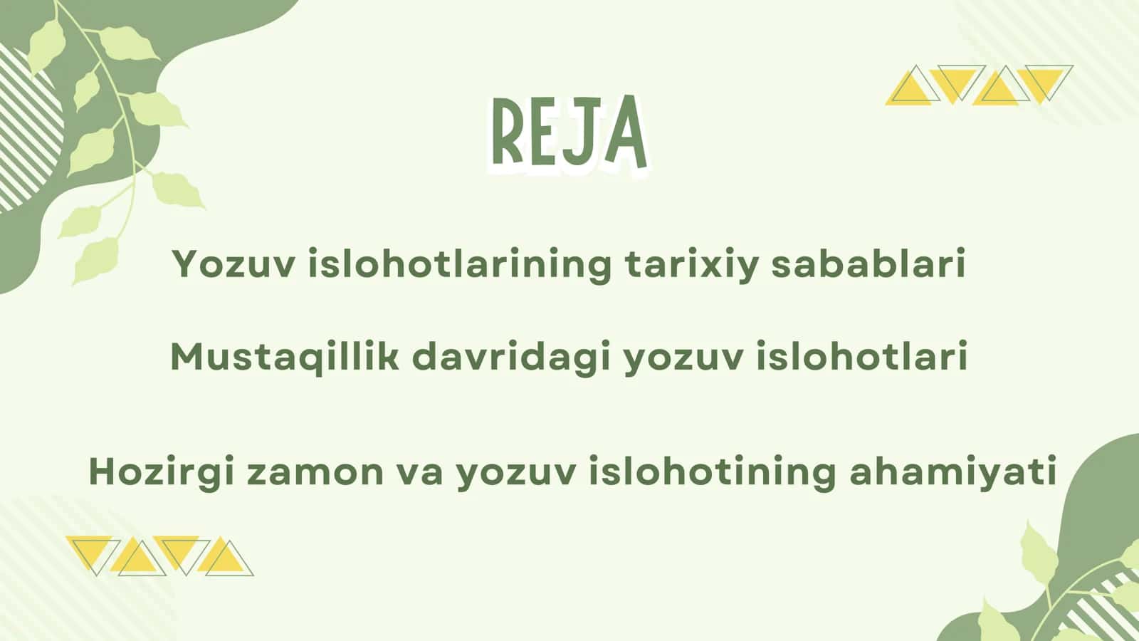 O‘ZBEK YOZUVIDA O‘TKAZILGAN ISLOHATLAR 2