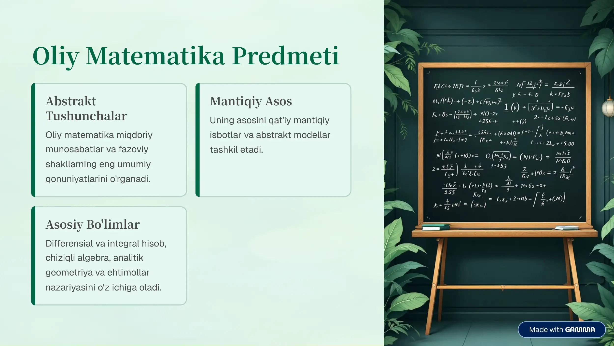 Oliy Matematika Fanining Predmeti va Asosiy Tushunchalari 2