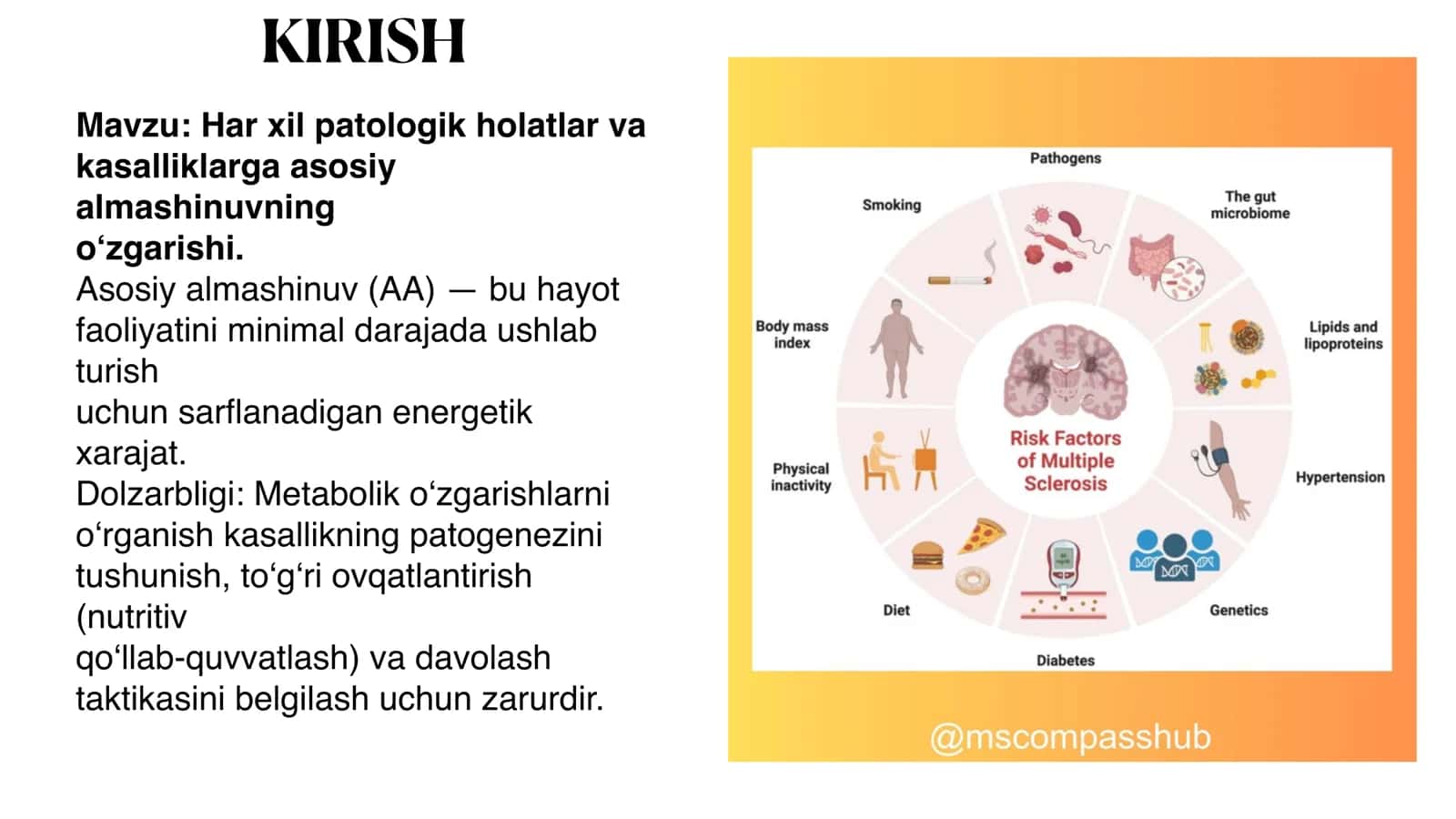 Har xil patologik holatlar va kasalliklarga asosiy almashinuvning o'zgarishi 2