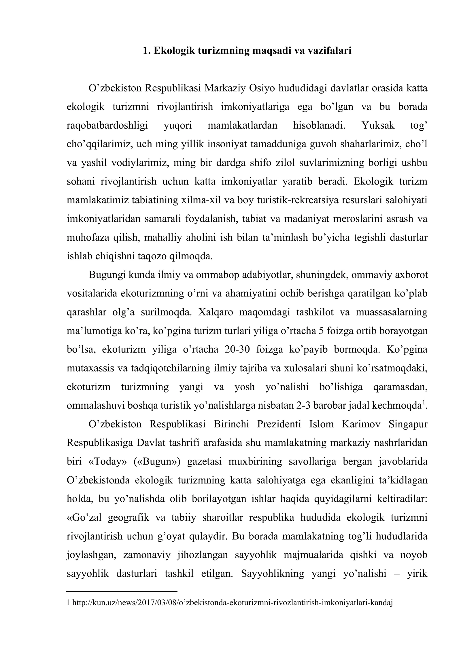 Ekologik turizmni rivojlantirishning zamonaviy tendensiyalari 2