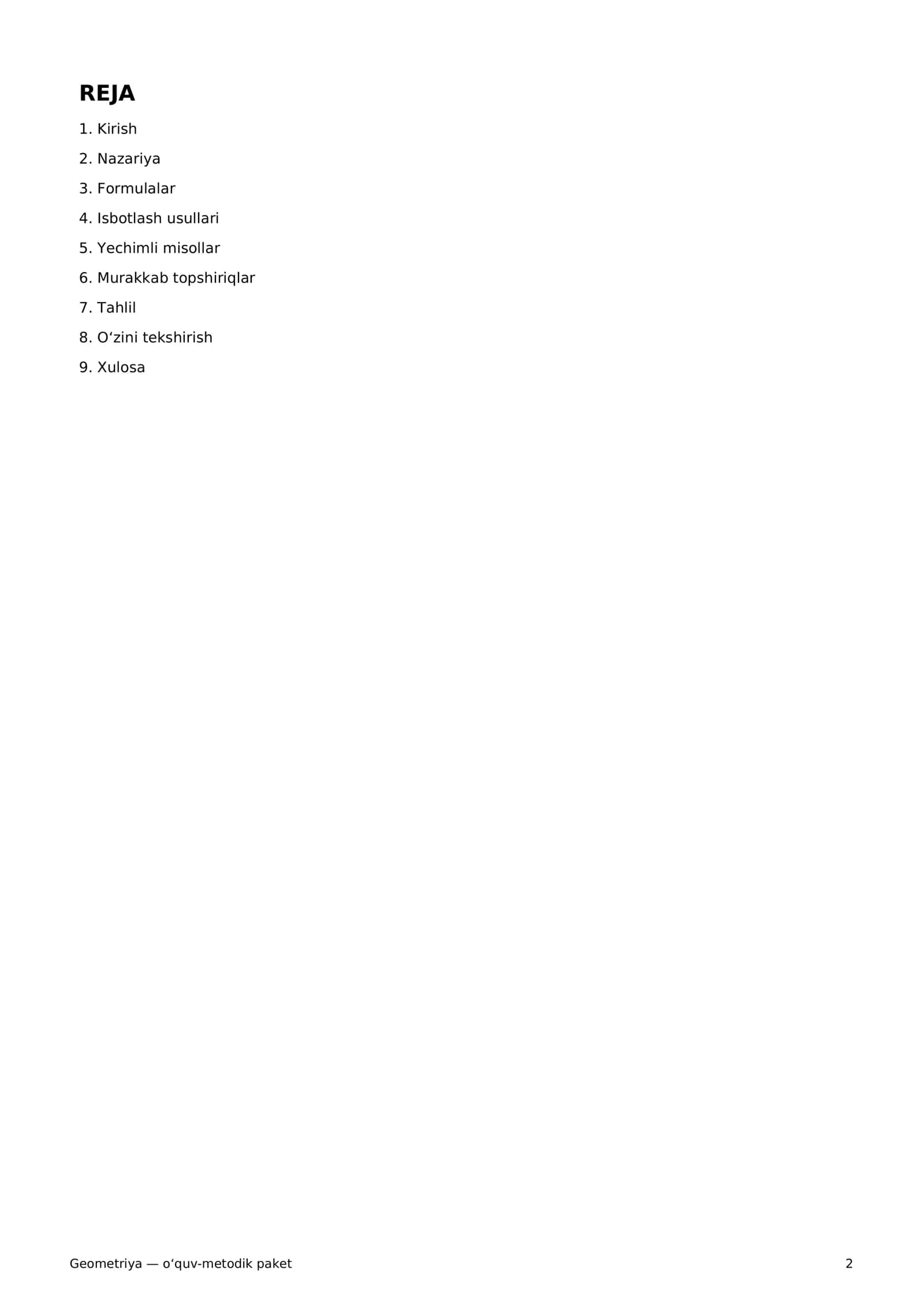 Geometriya - o‘quv-metodik paket 2