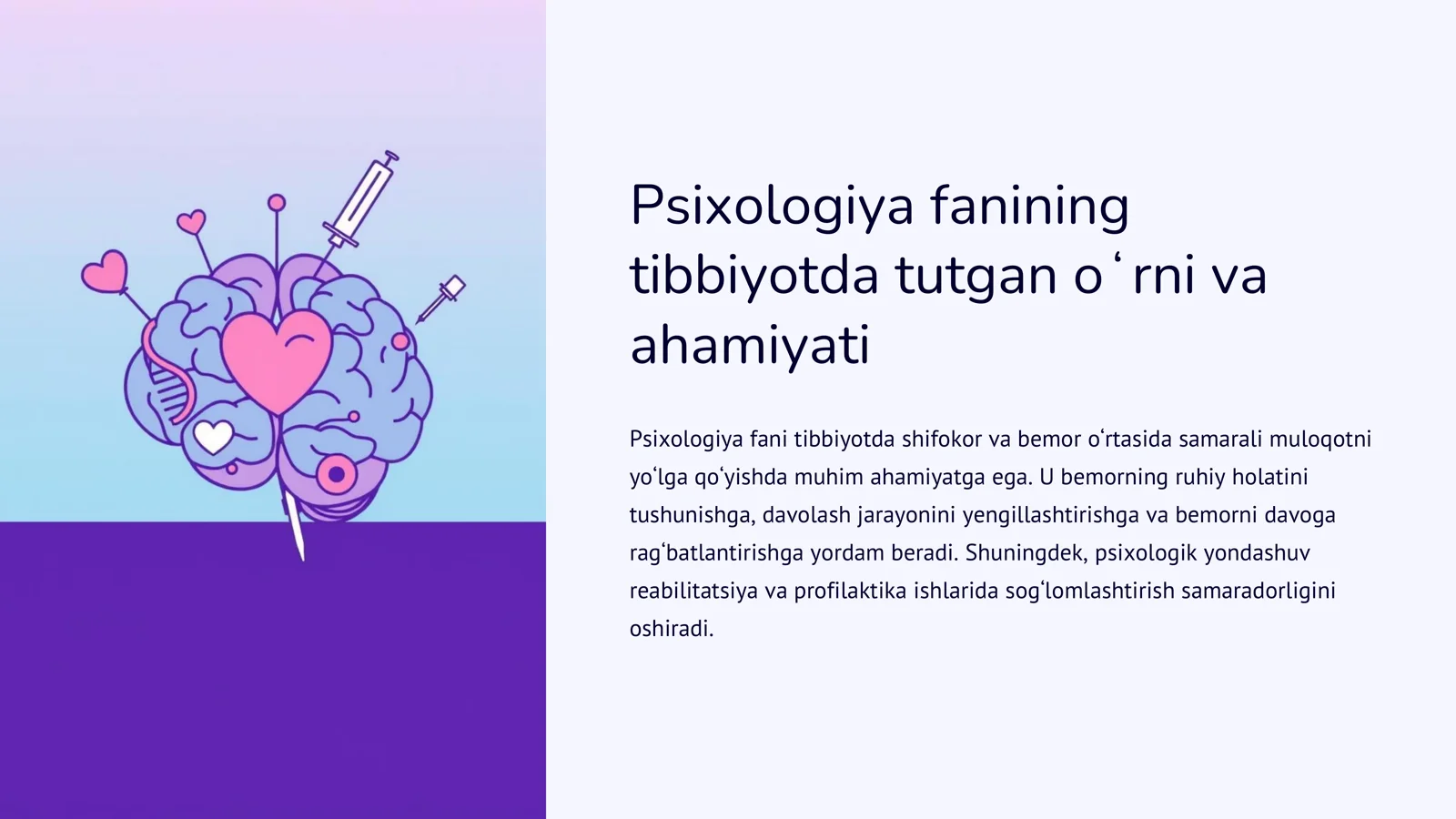 Psixologiya fanining tibbiyotda tutgan o'rni 2