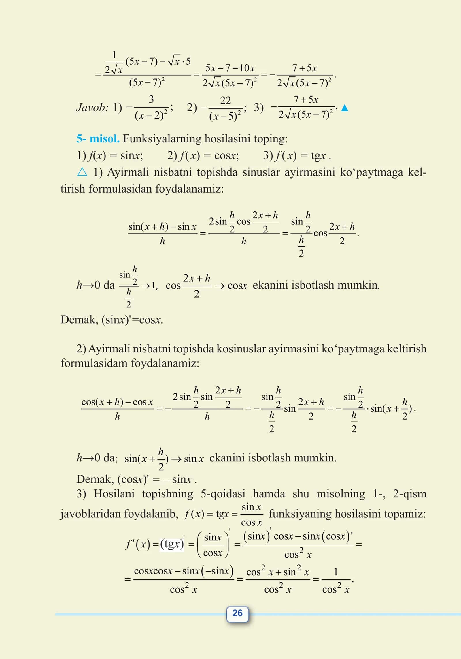 Ko‘paytmaning hosilasi 2