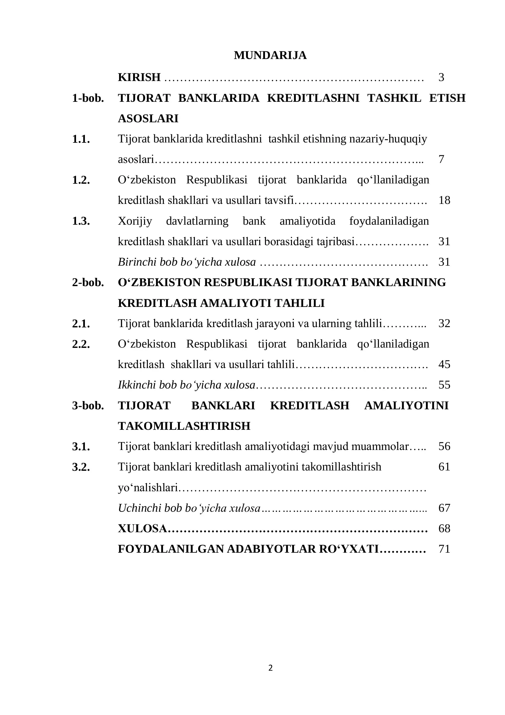 TIJORAT BANKLARIDA KREDITLASHNI TASHKIL ETISH ASOSLARI 2