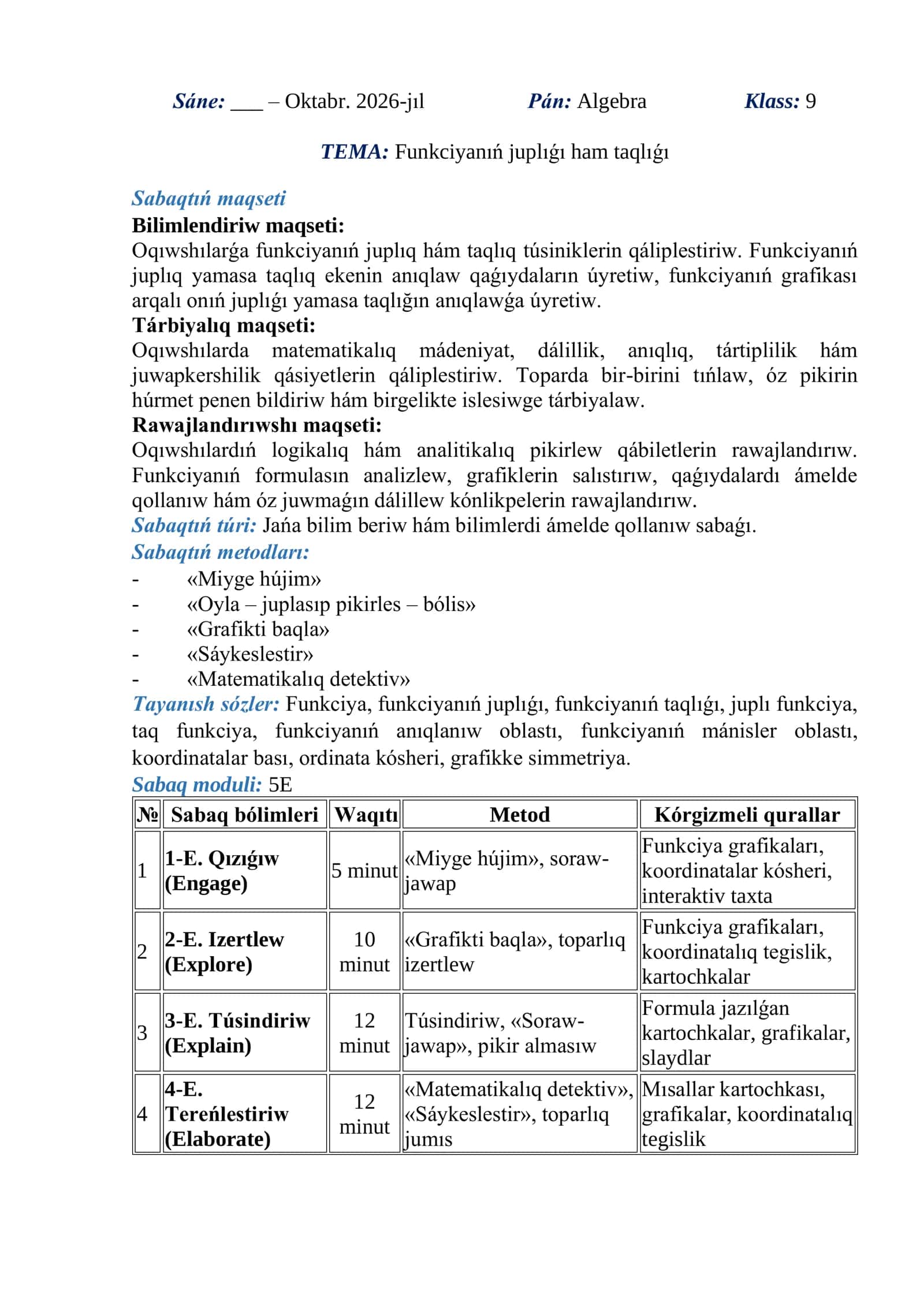 Funkciyanıń juplıǵı ham taqlıǵı 2