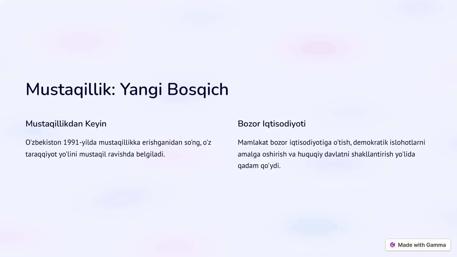 O'zbekiston: Islohotlar Yo'lida 2