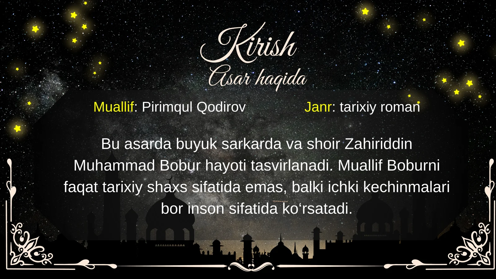 Yulduzli tunlar asar tahlili 2