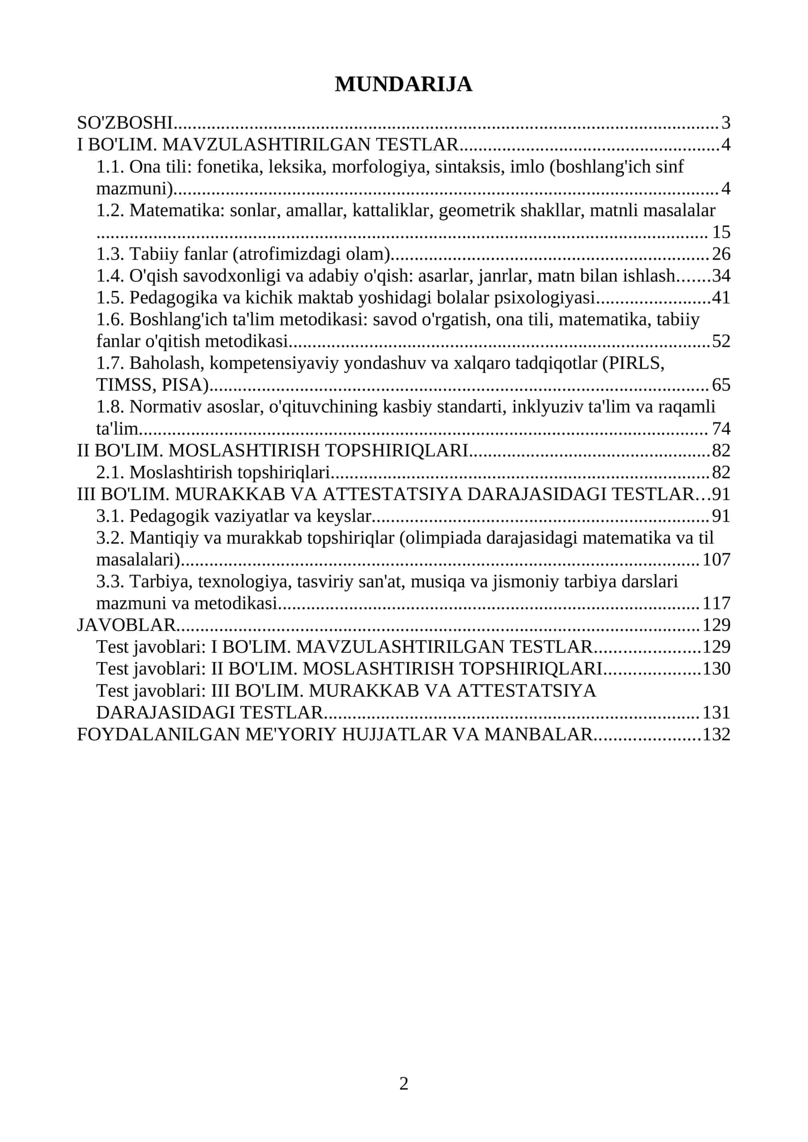 Boshlang'ich ta'lim attestatsiya savollari va testlari. 2026-2027 yilgi. Eng ko'p tushadigan savollar 2