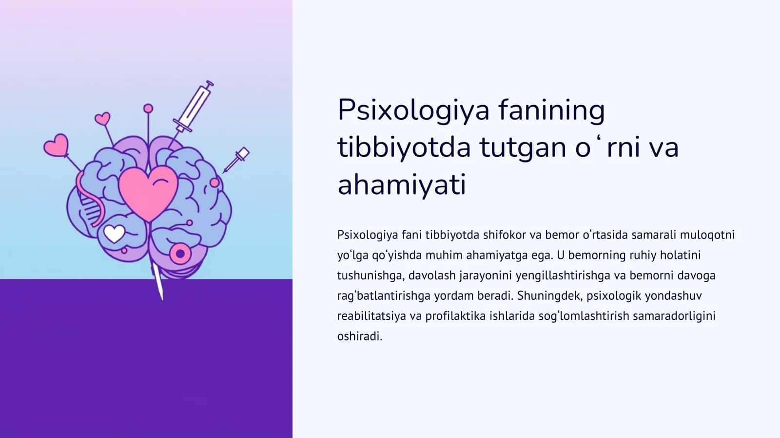Psixologiya fanining tibbiyotda tutgan o'rni va ahmiyati 2