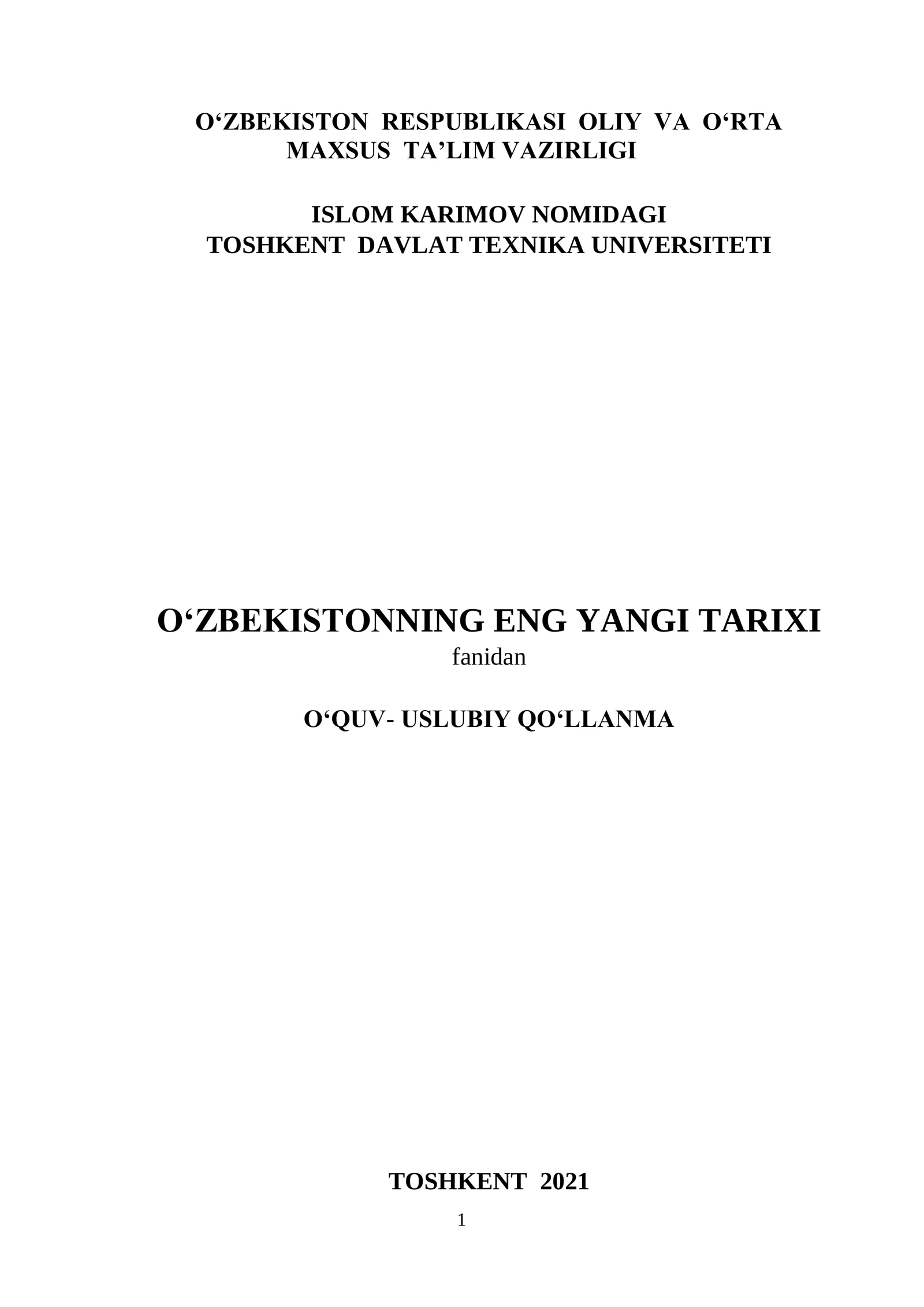 O'ZBEKISTONNING ENG YANGI TARIXI 2