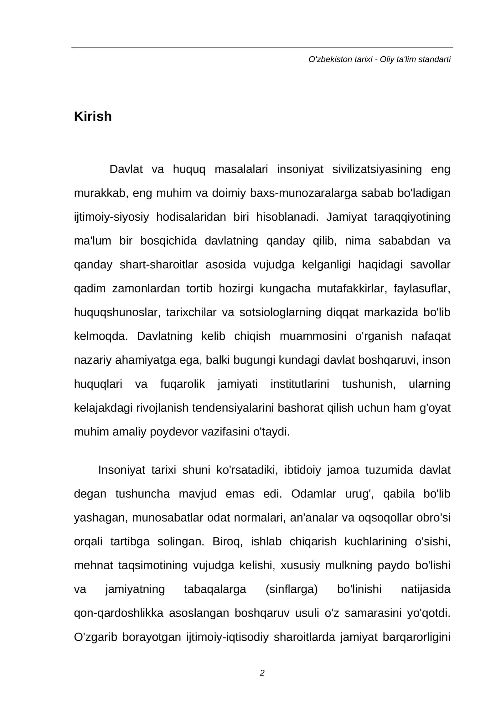 MUSTAQIL ISH: Davlat va huquq nazariyasi 2