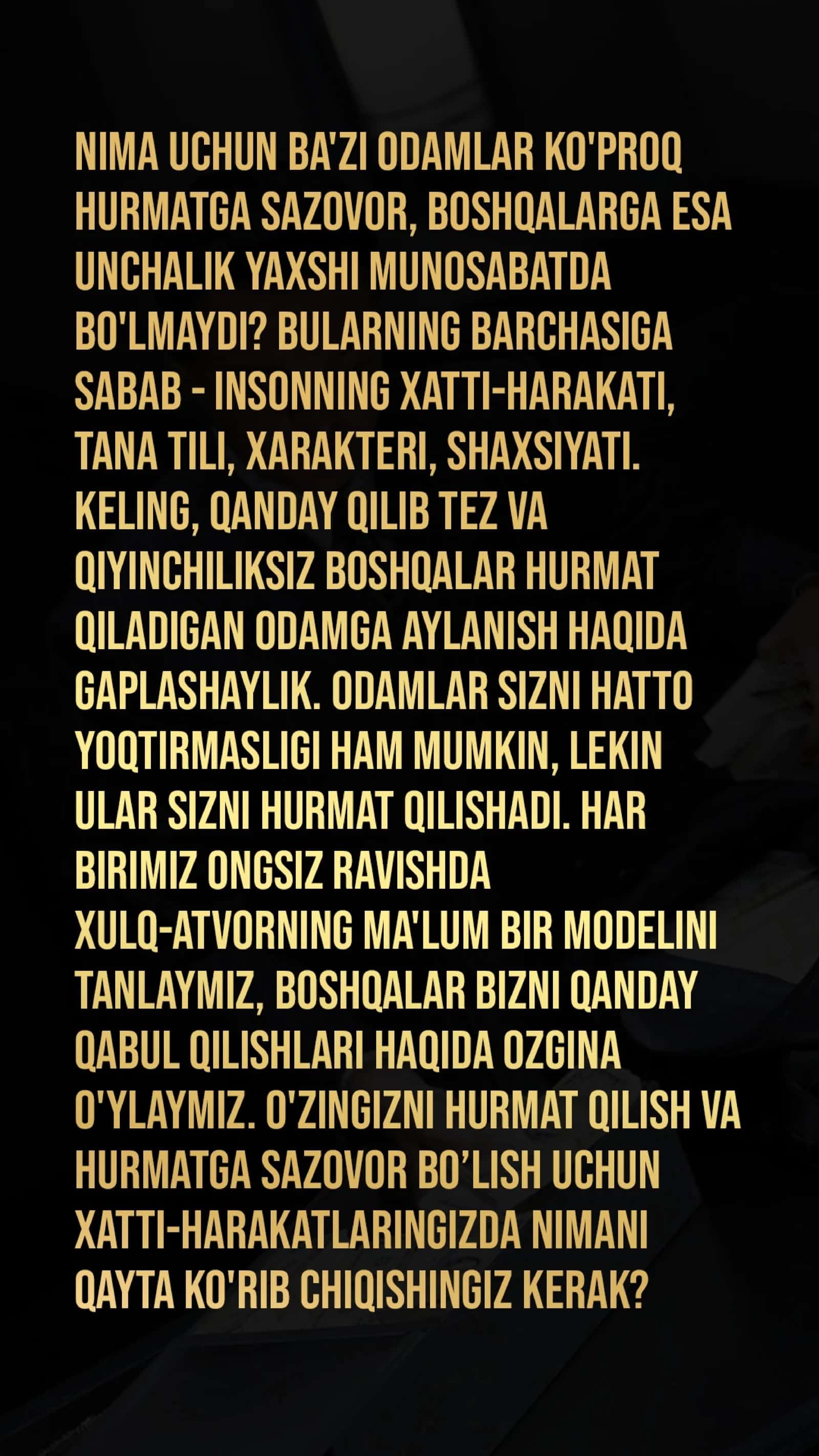 Hurmat qozonish qo'llanmasi. 2