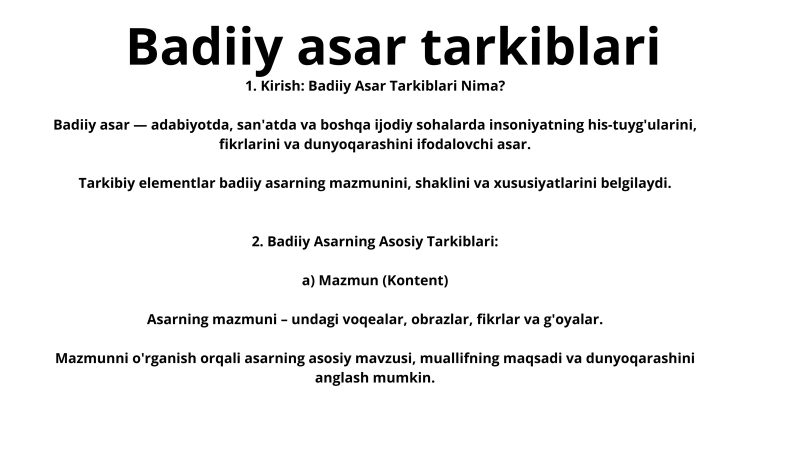 Badiiy asar tarkiblari 2