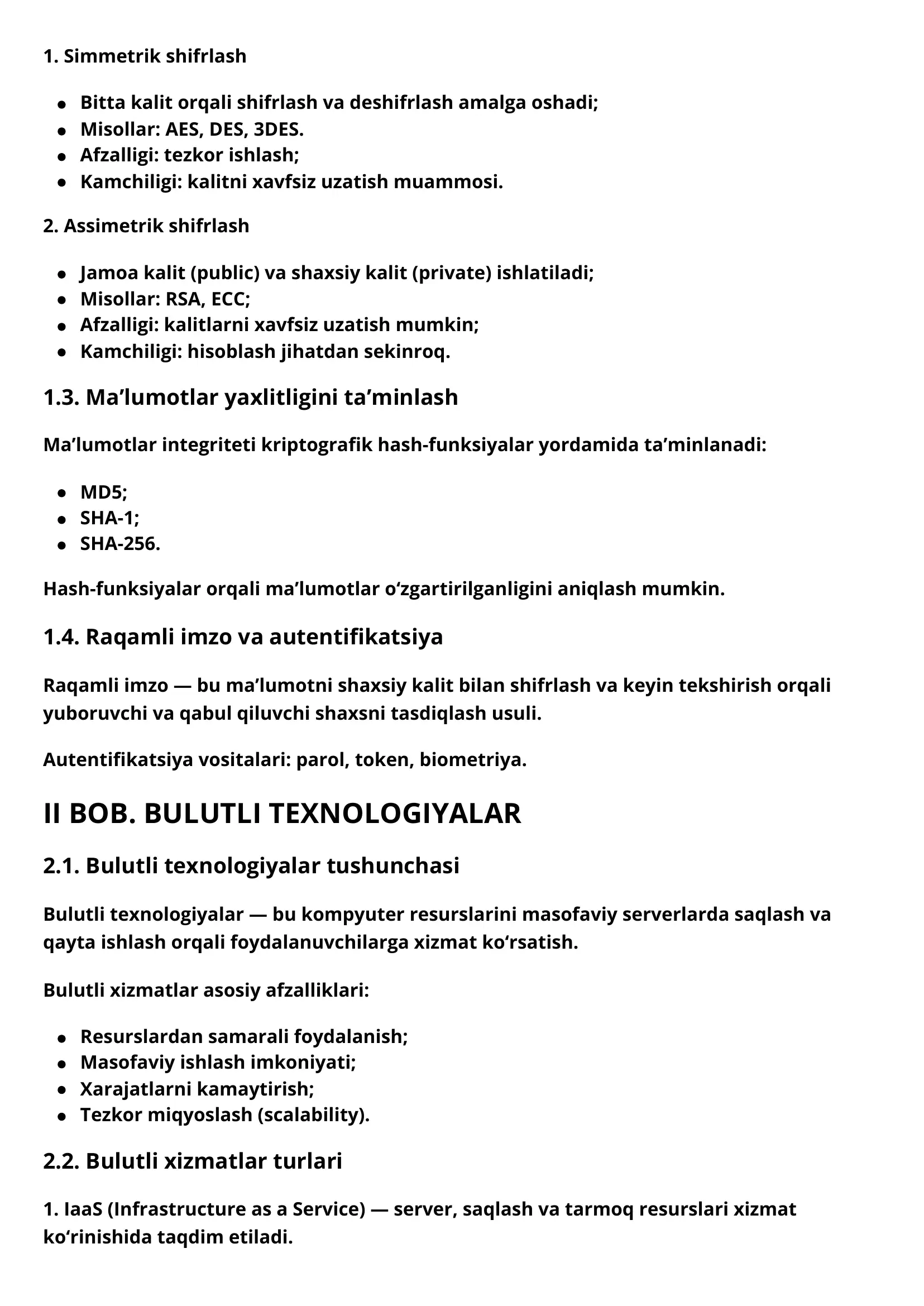 MA’LUMOTLARNI SHIFRLASH VA KRIPTOGRAFIYA 2