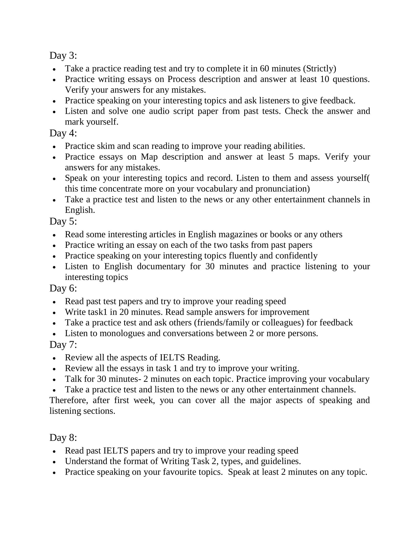 IELTS One Month Study Plan 2