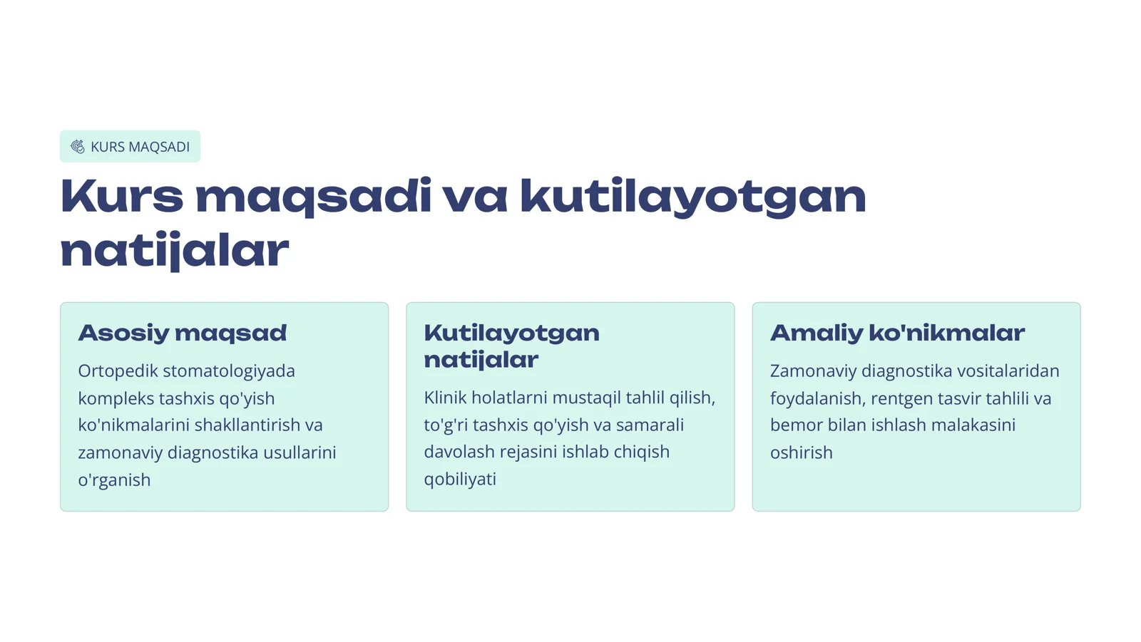 Ortopedik stomatologiya klinikasida tashxislash asoslari. 2