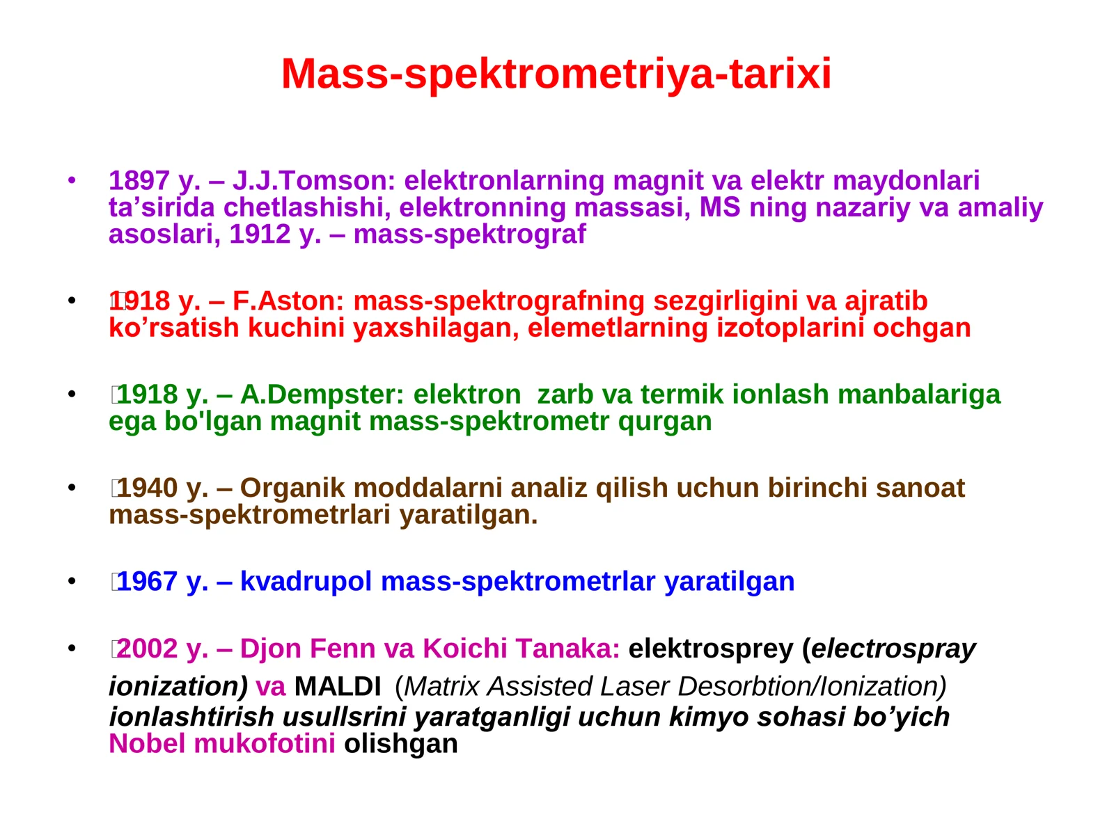 Mass-spektrometriya (MS) usullari 2