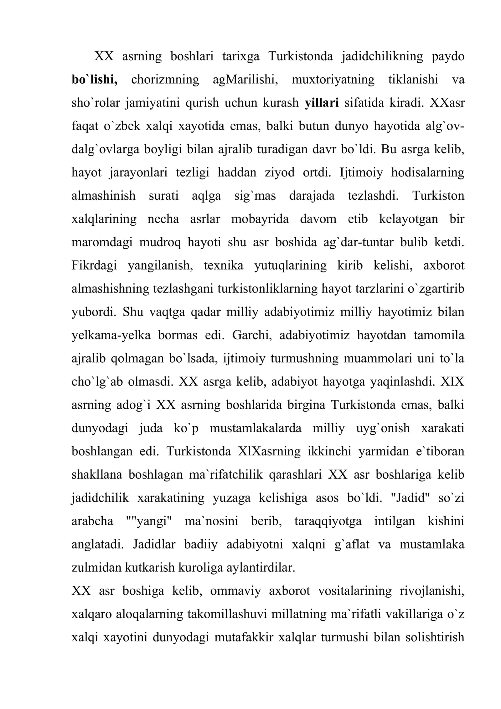 XX asr o`zbek adabiyotining o`ziga xos xususiyatlari 2