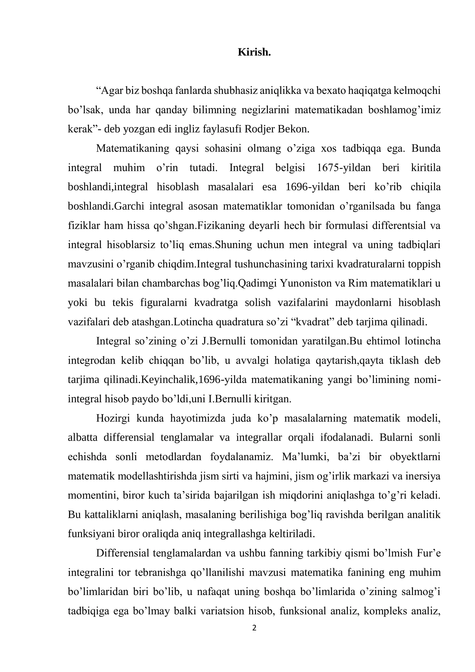 Furye almashtirishi. Furye integral formulasi 2