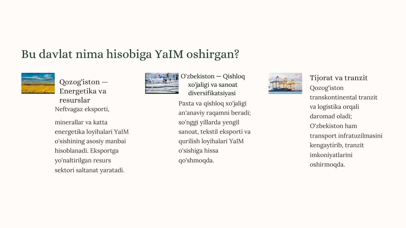 Iqtisodiy Ko'rsatkichlarni Taqqoslash 2