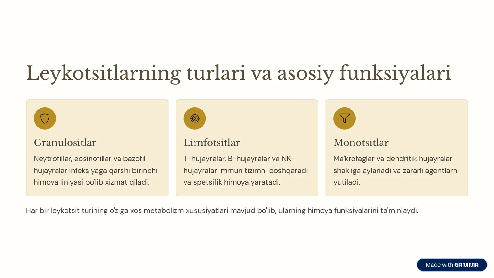 Leykotsitlar metabolizmi xususiyatlari 2