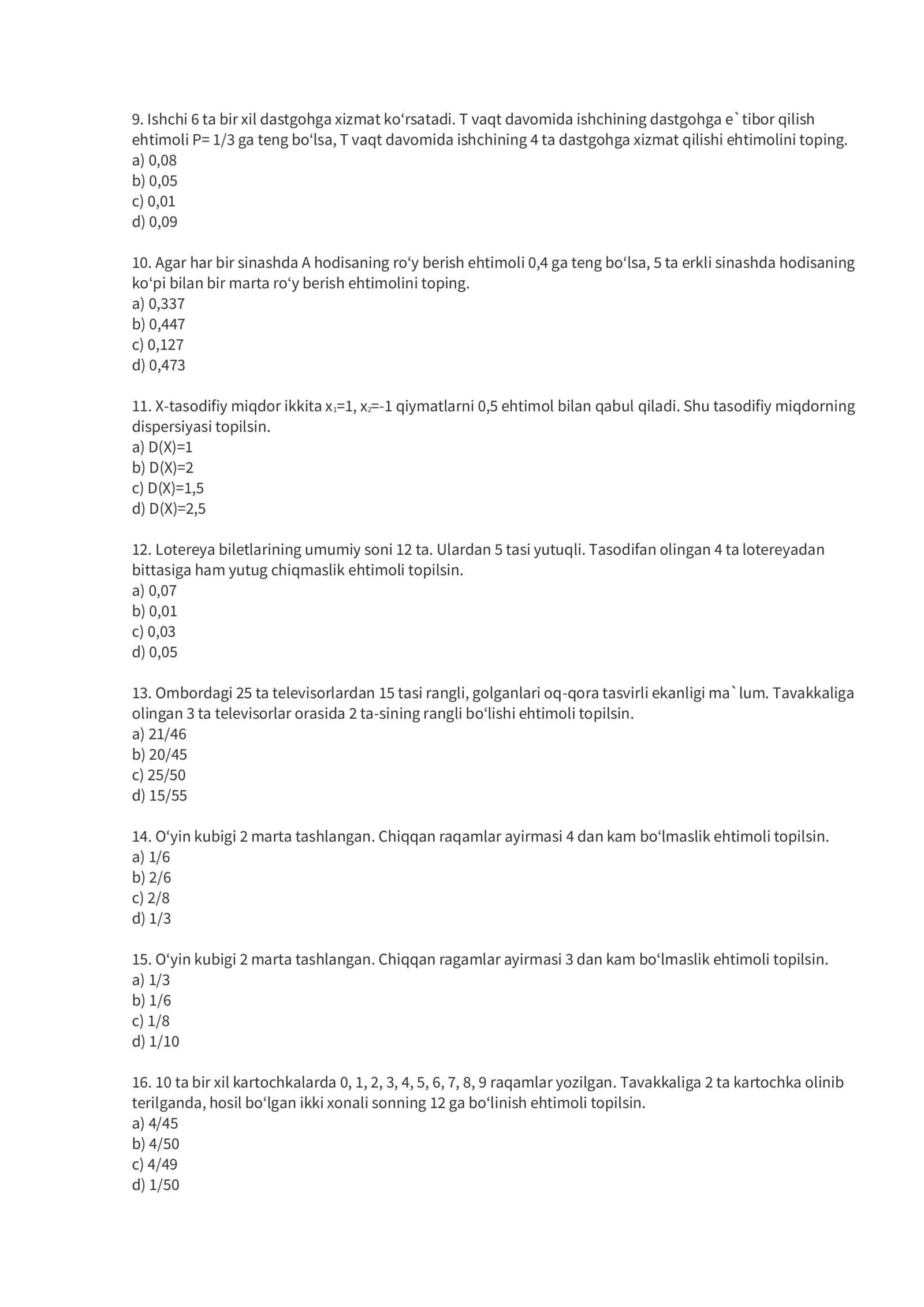 Matematika topshiriqlar 2