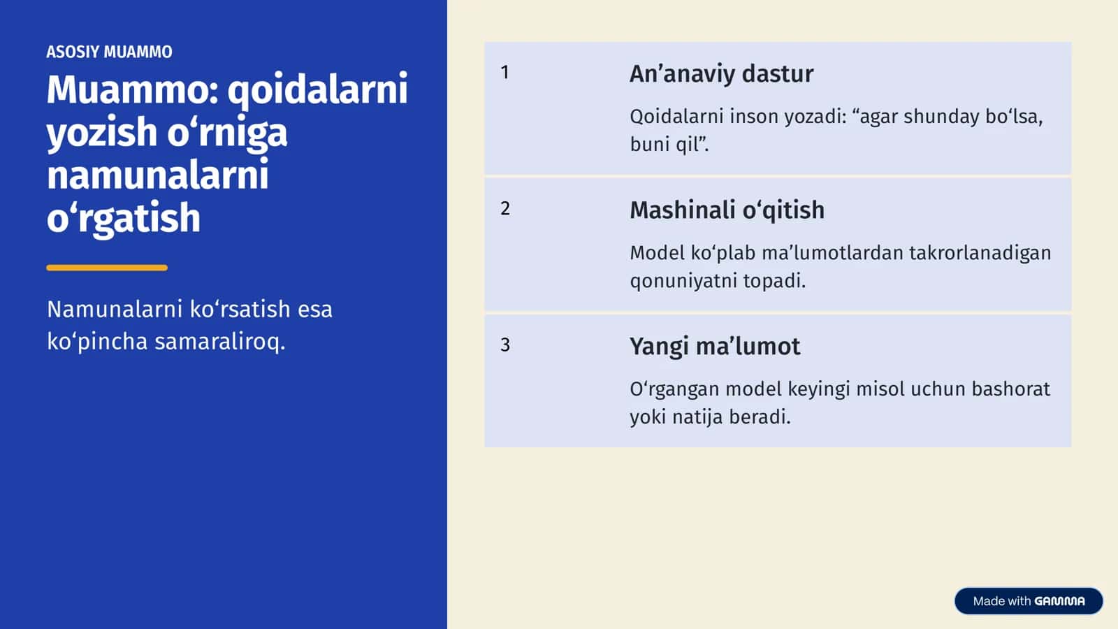 Mshinali O'qitish,MchineLearning(ML).Boshlang'ich o'rganuvchilar uchun presentatsiya 2
