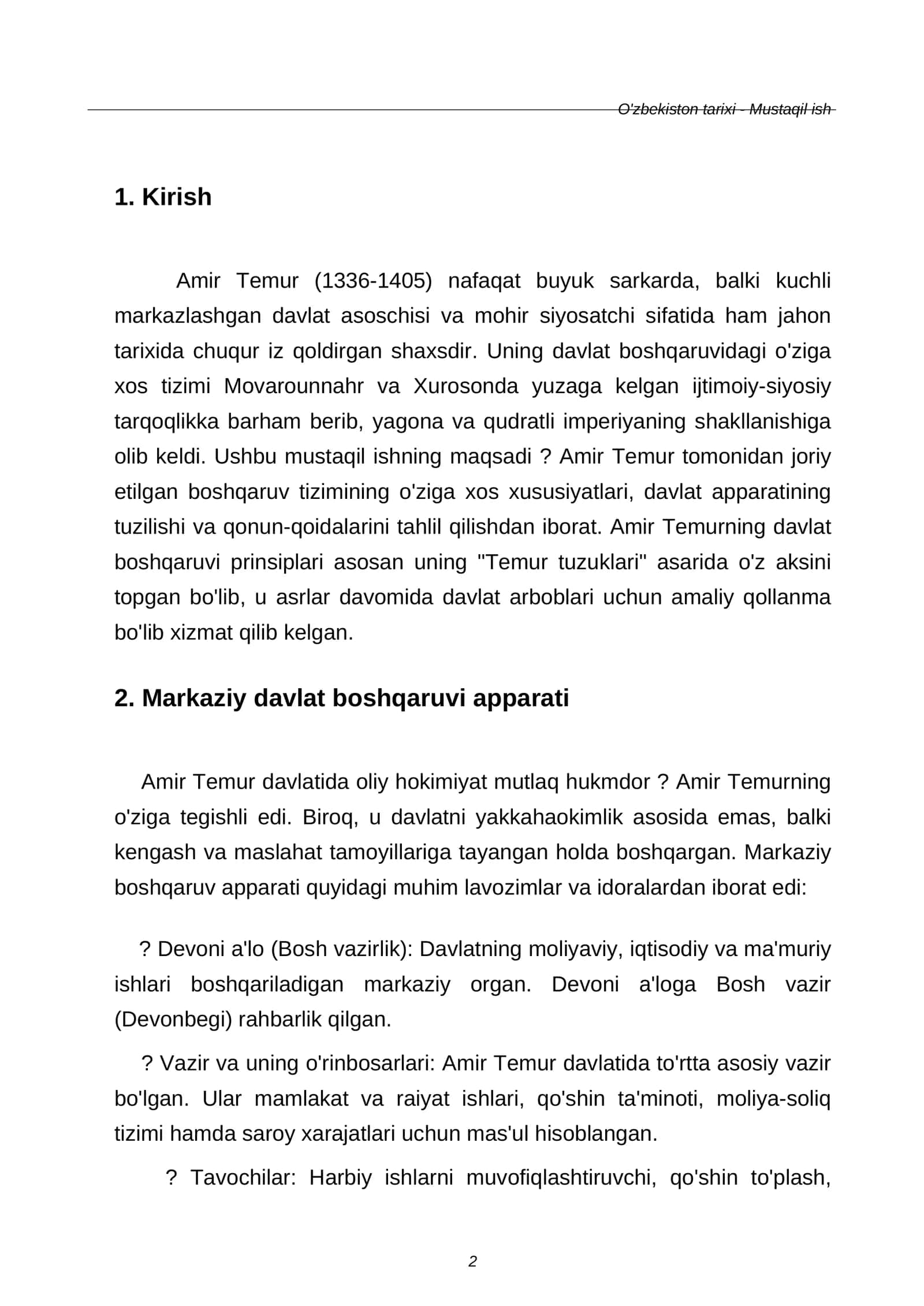 Amir Temur va Temuriylar davlatining boshqaruv tizimi 2