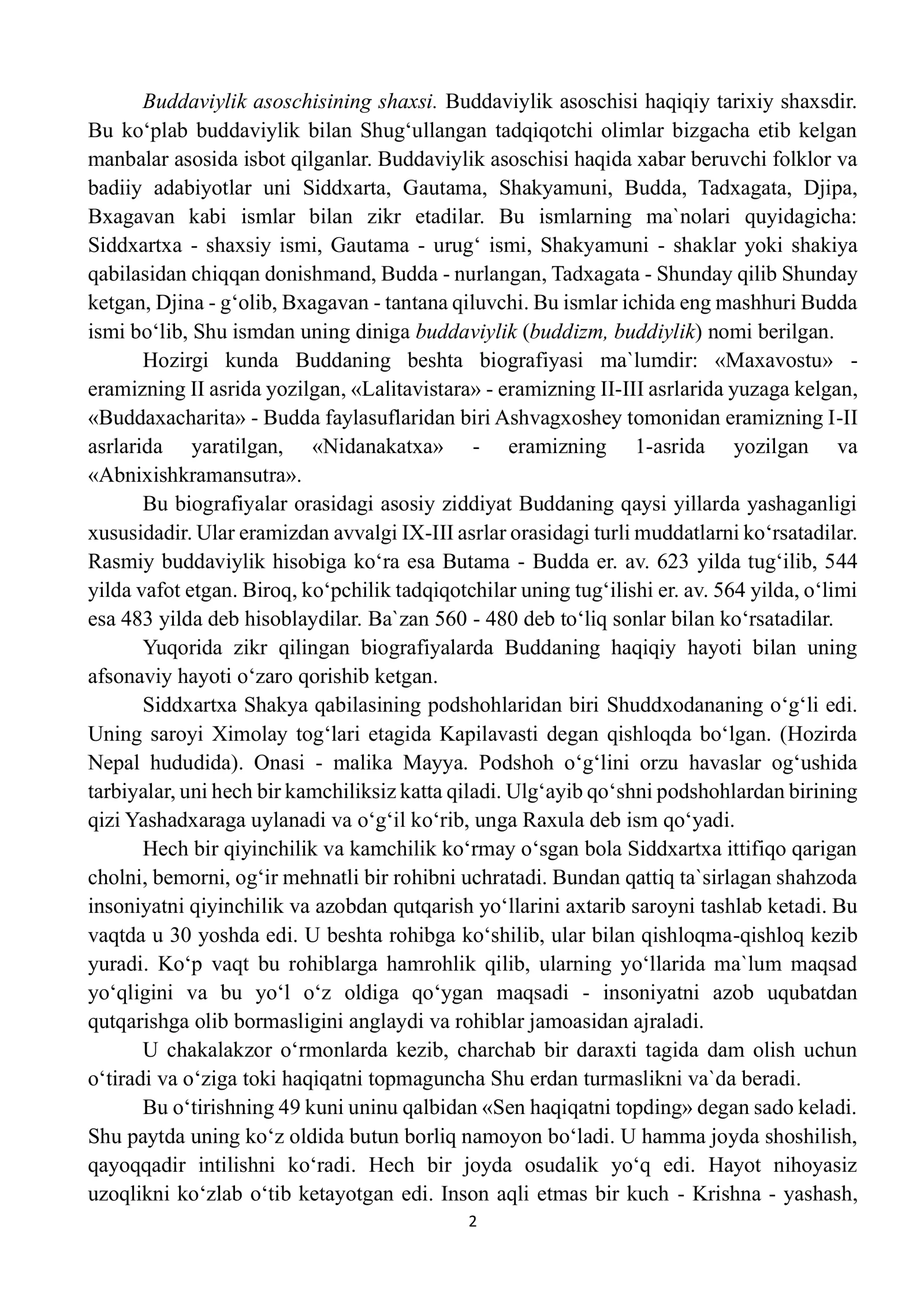 BUDDAVIYLIK DINI TARIXI VA G‘OYALARI 2