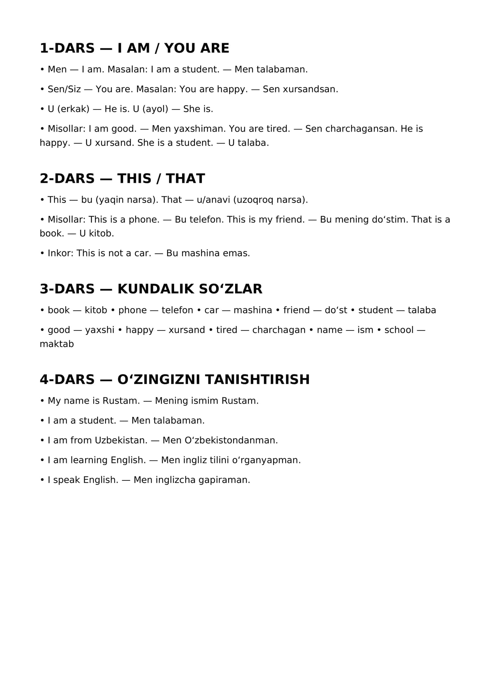 📚 Ingliz tili 0 dan — Boshlang‘ichlar uchun PDF 2