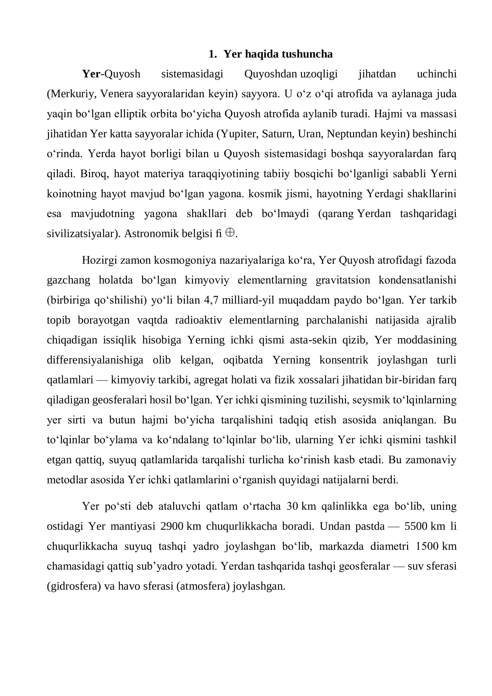 Yer po'stining tuzilishi, turlari , kimyoviy tarkibi 2