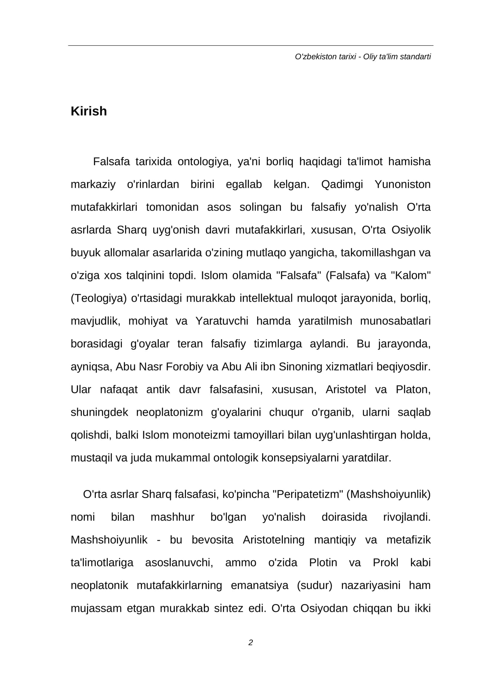 MUSTAQIL ISH: O'rta Osiyo mutafakkirlari 2
