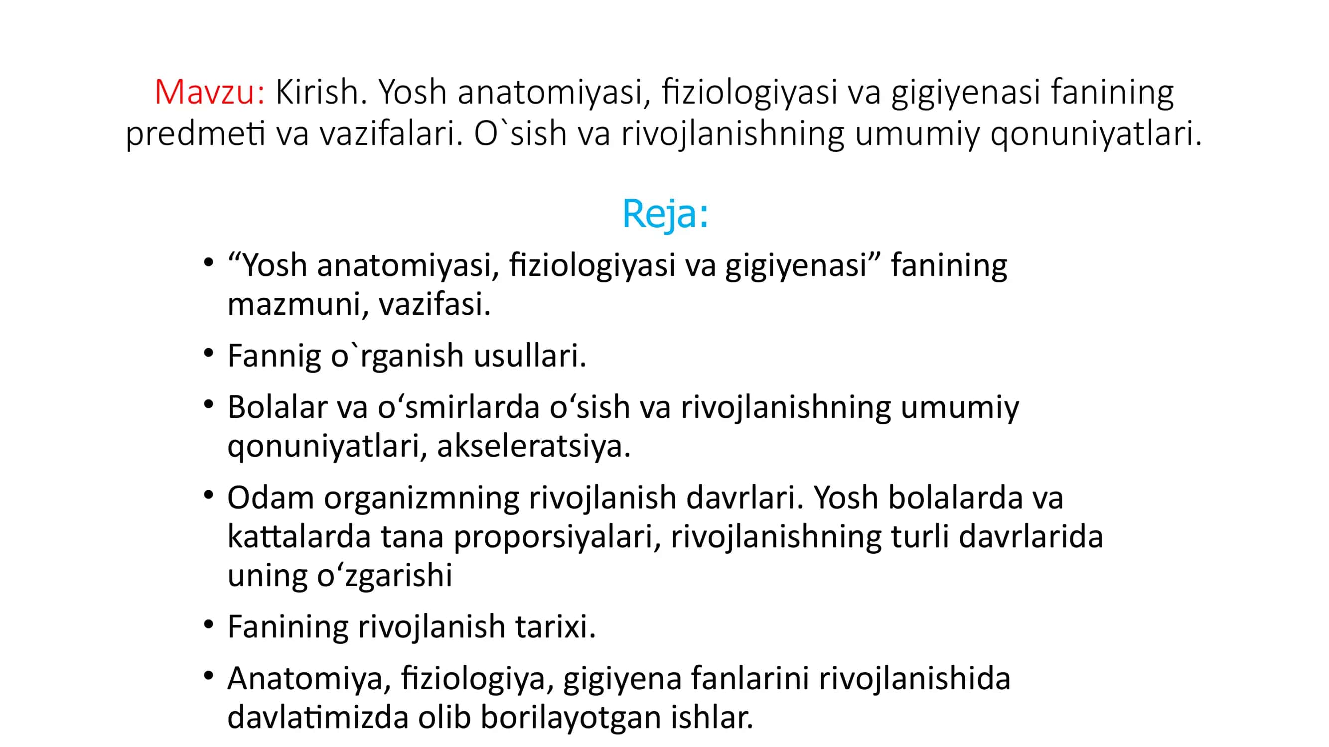 Yosh anatomiyasi, fiziologiyasi va gigiyenasi 2