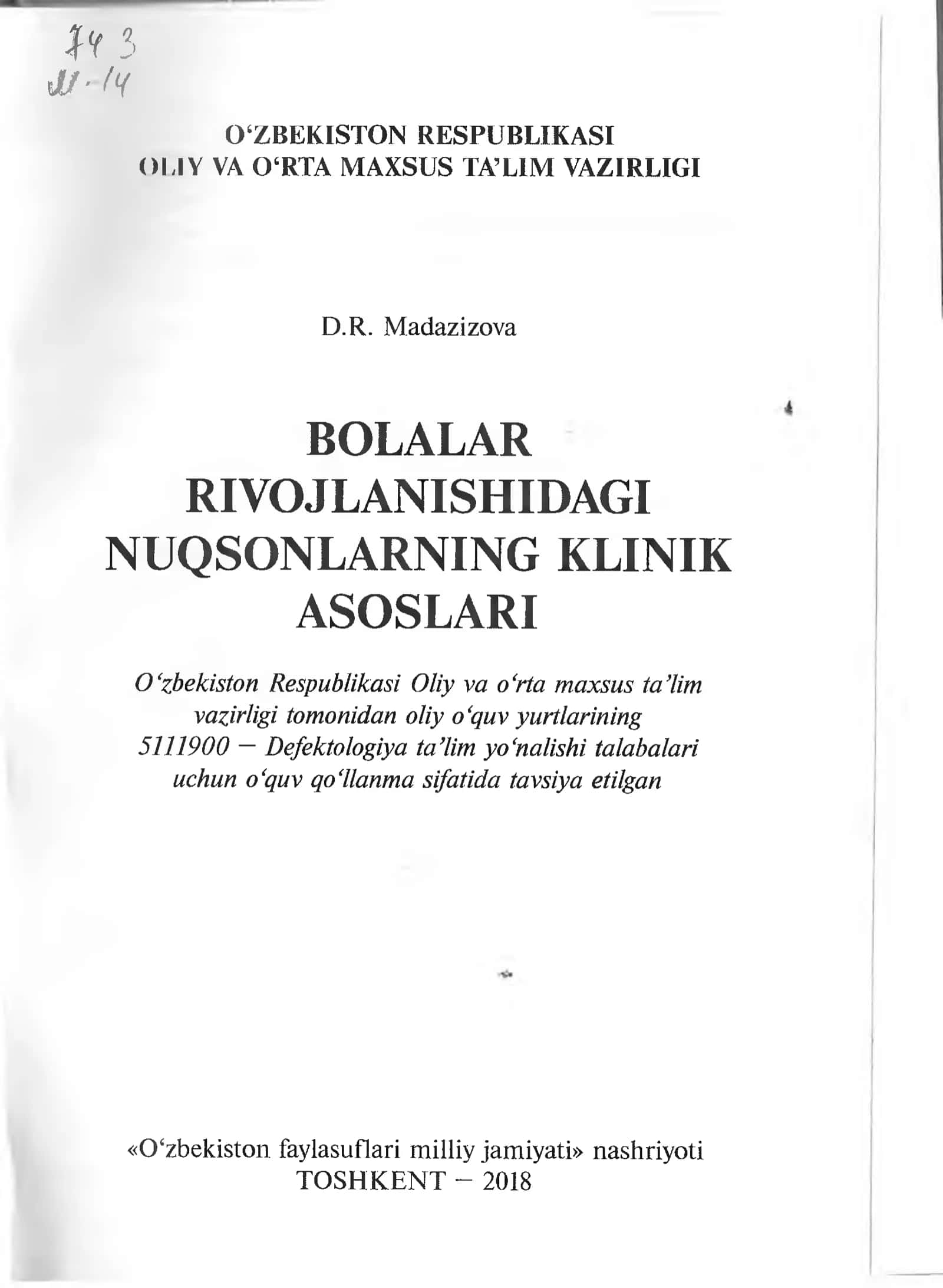 Bolalar rivojlanishidagi nuqsonlarning klinik asoslari 2