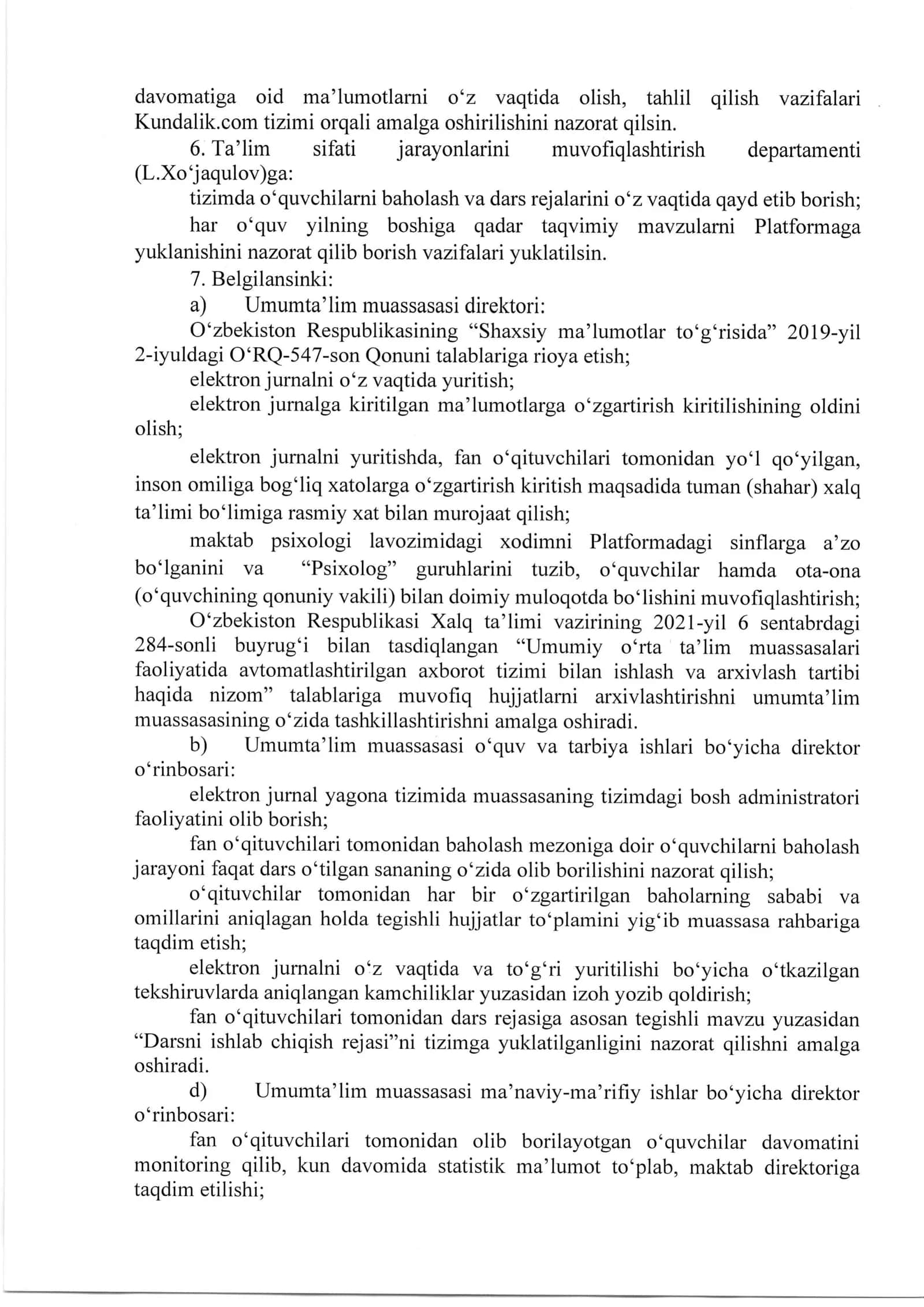 Kundalik elektron sinf jumalini yuritish bo'yicha ko'rsatmalar 2