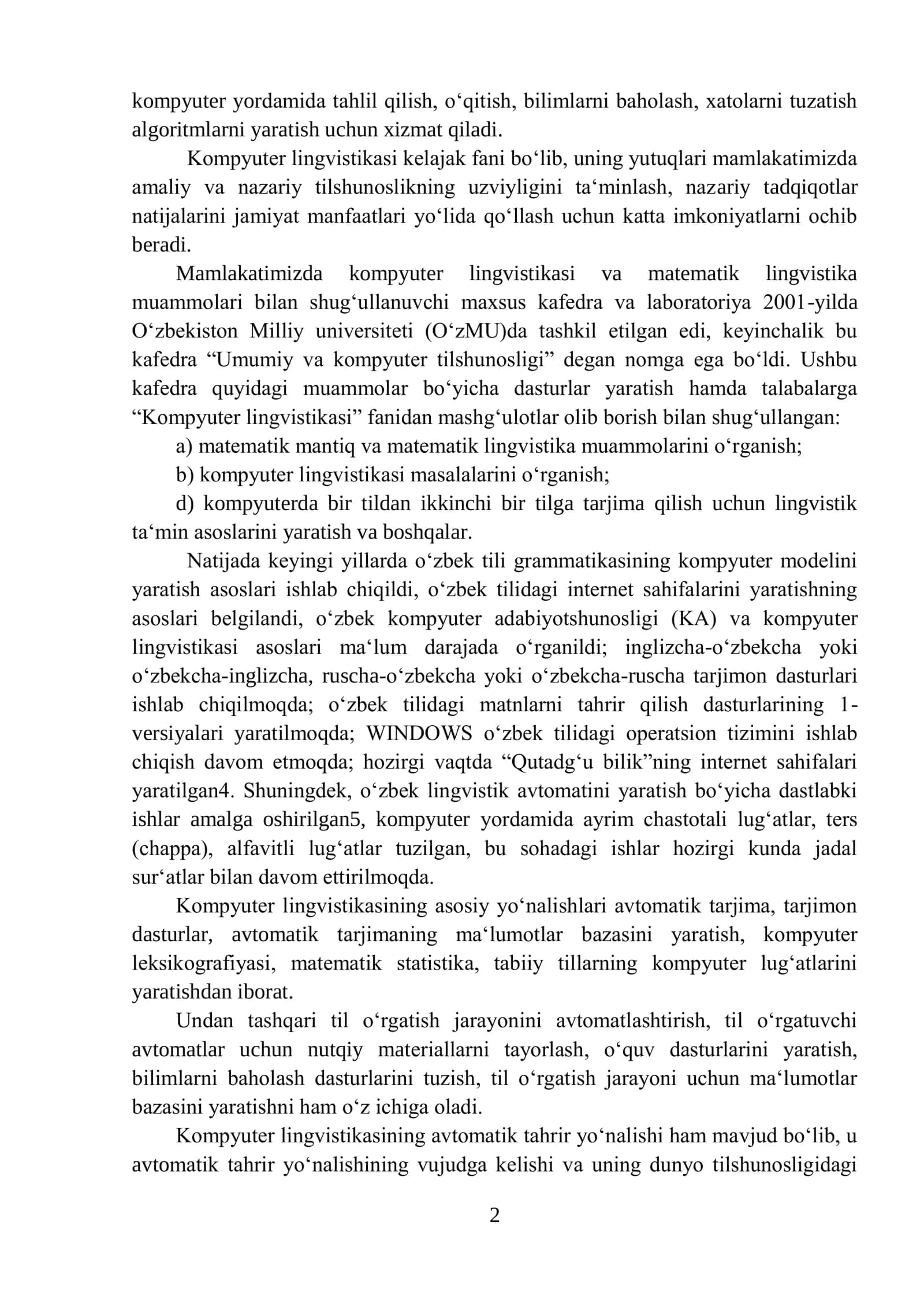 TILSHUNOSLIKNING ZAMONAVIY SOHALARI 2