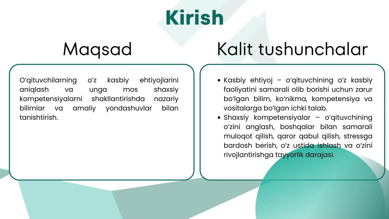 Maktab o‘qituvchisini kasbiy ehtiyojga mos shaxsiy kompetensiyalarni rivojlantirish 2